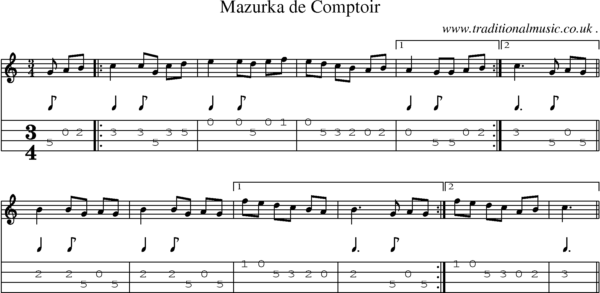 Sheet-Music and Mandolin Tabs for Mazurka De Comptoir