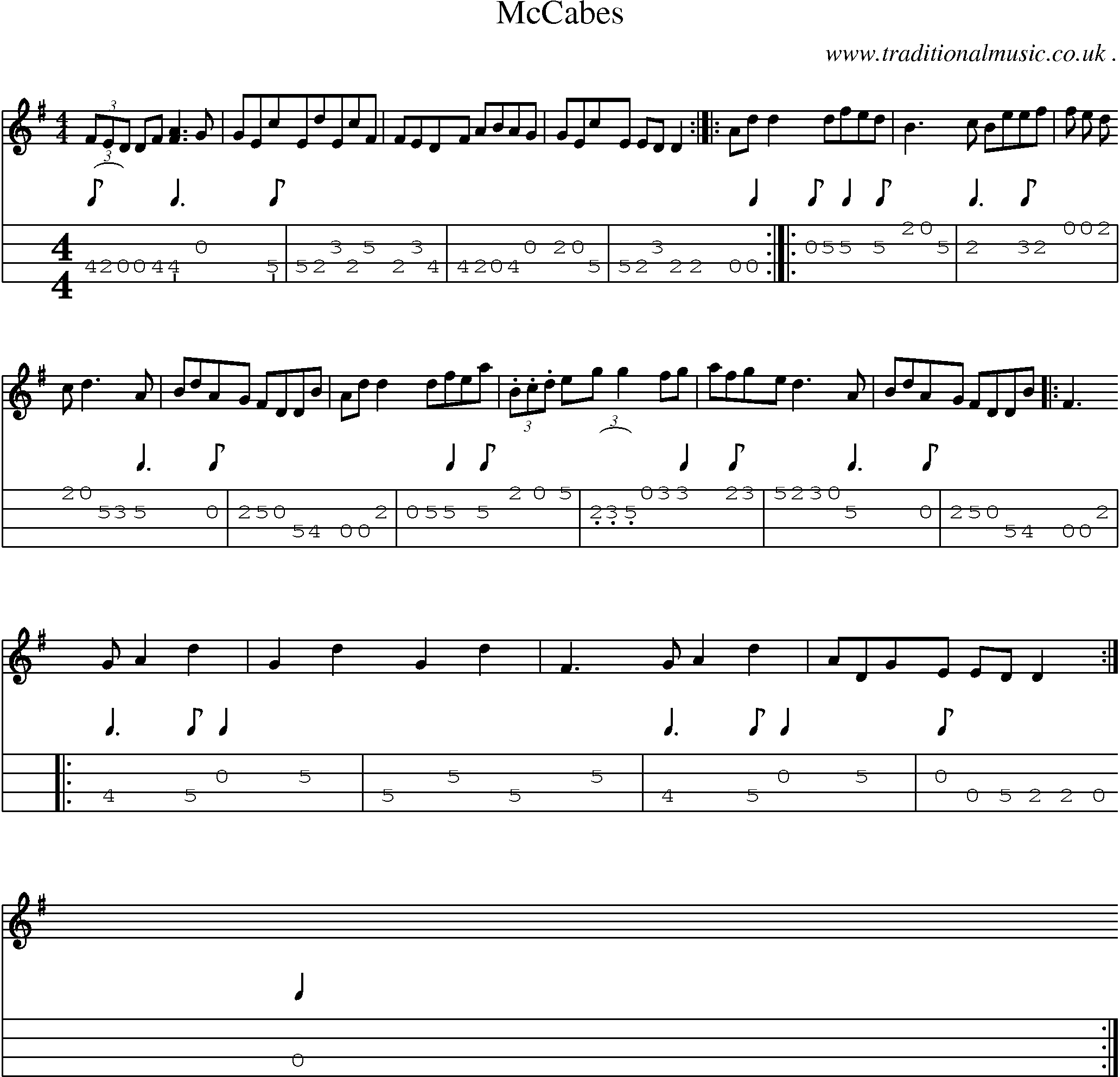 Sheet-Music and Mandolin Tabs for Mccabes