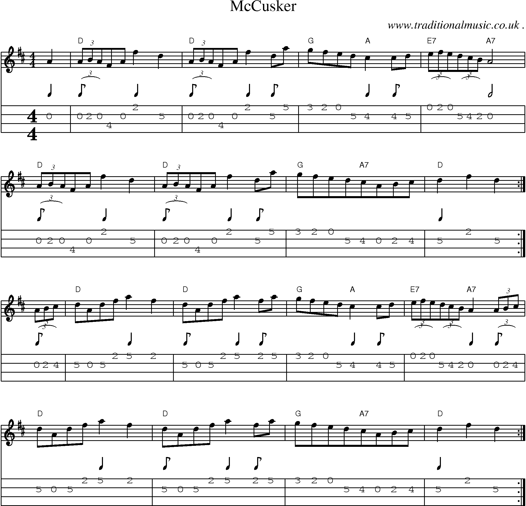 Sheet-Music and Mandolin Tabs for Mccusker