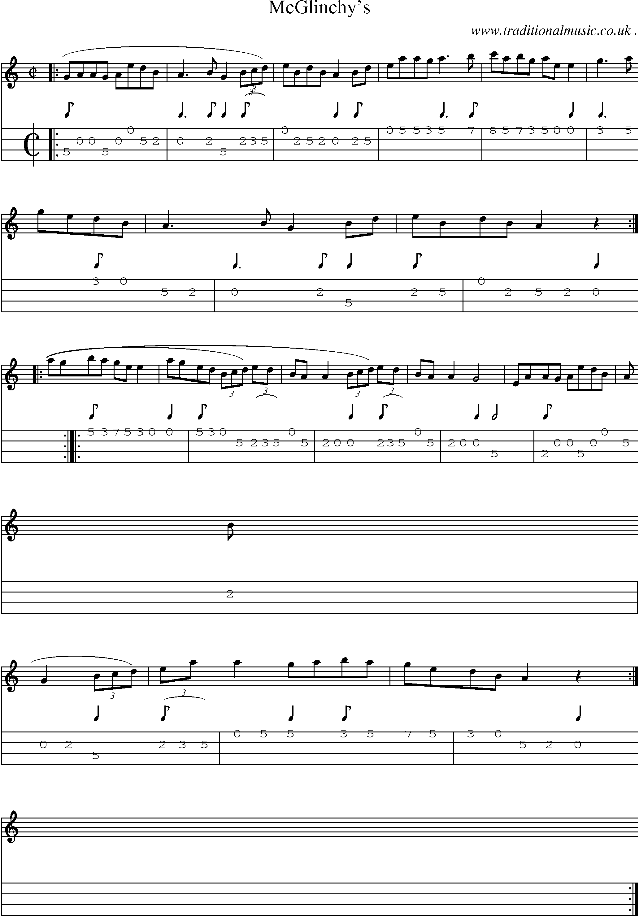 Sheet-Music and Mandolin Tabs for Mcglinchys