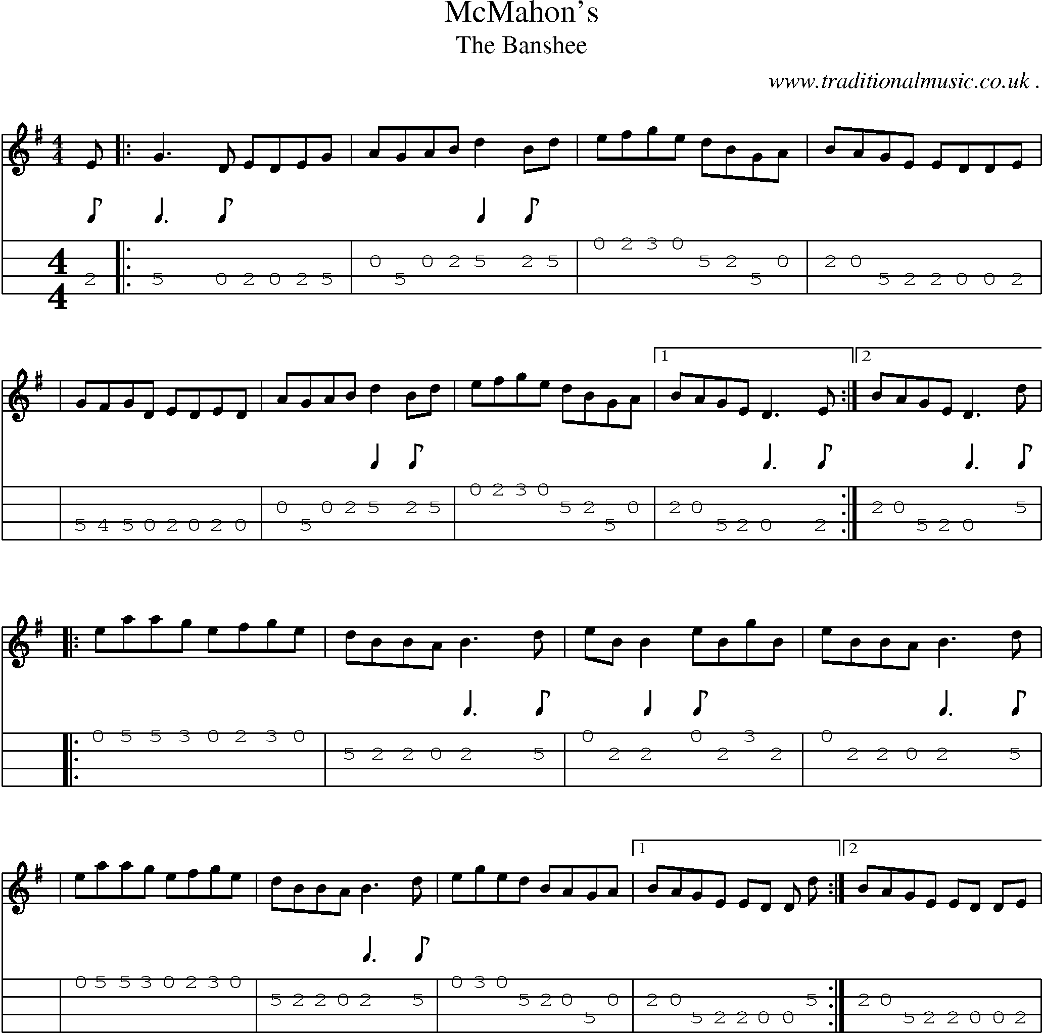 Sheet-Music and Mandolin Tabs for Mcmahons