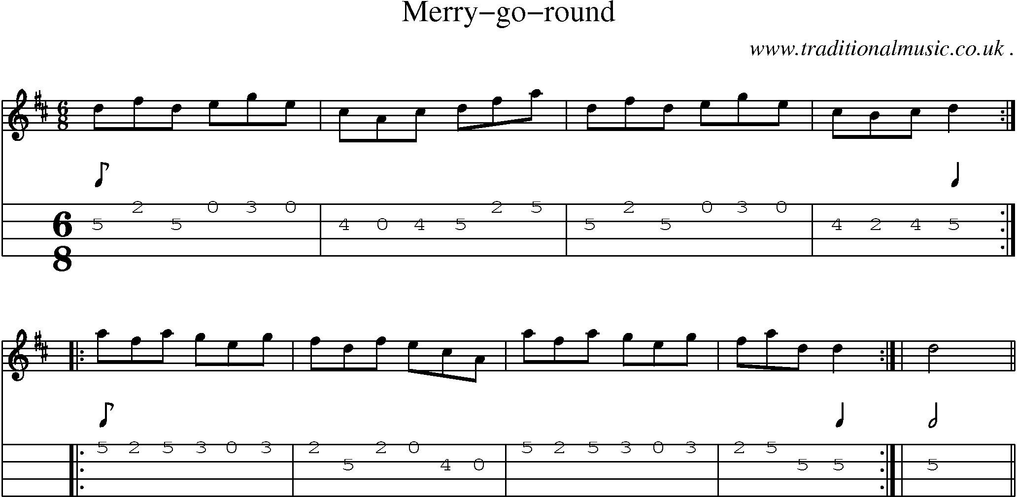 Sheet-Music and Mandolin Tabs for Merry-go-round