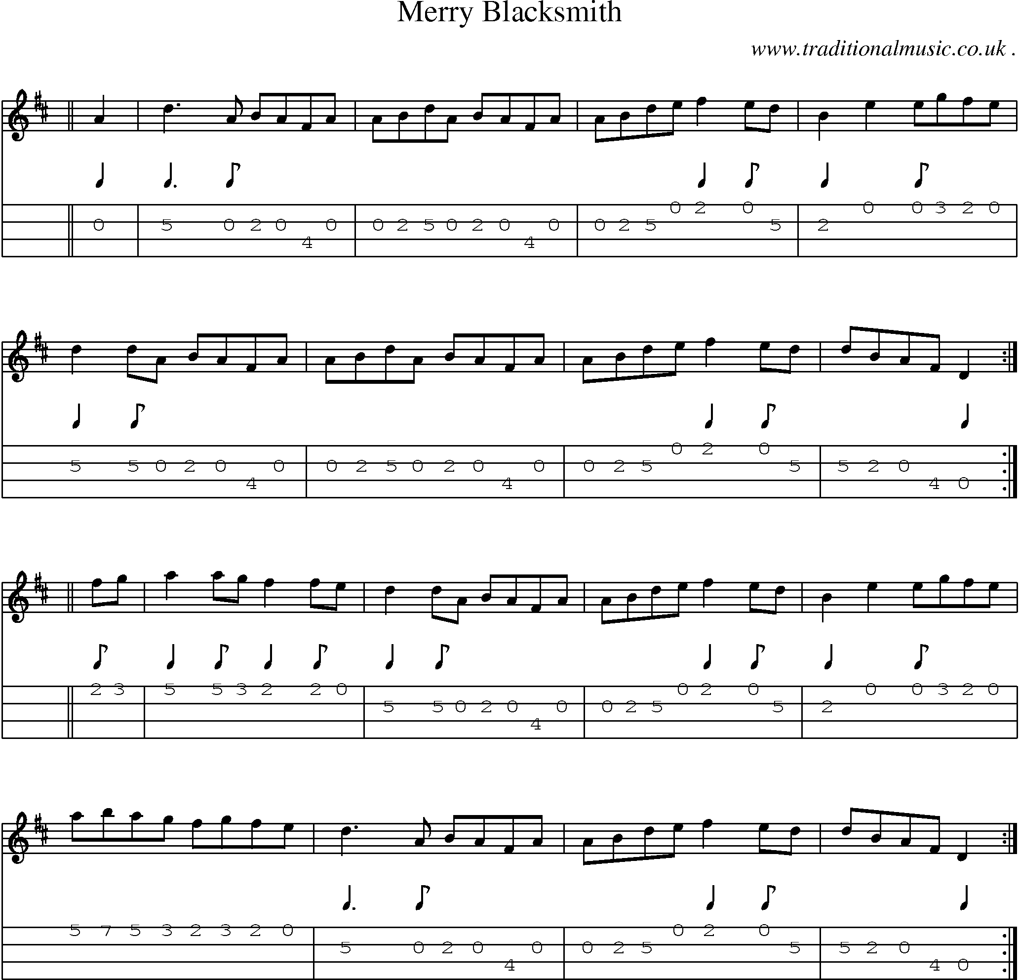 Sheet-Music and Mandolin Tabs for Merry Blacksmith