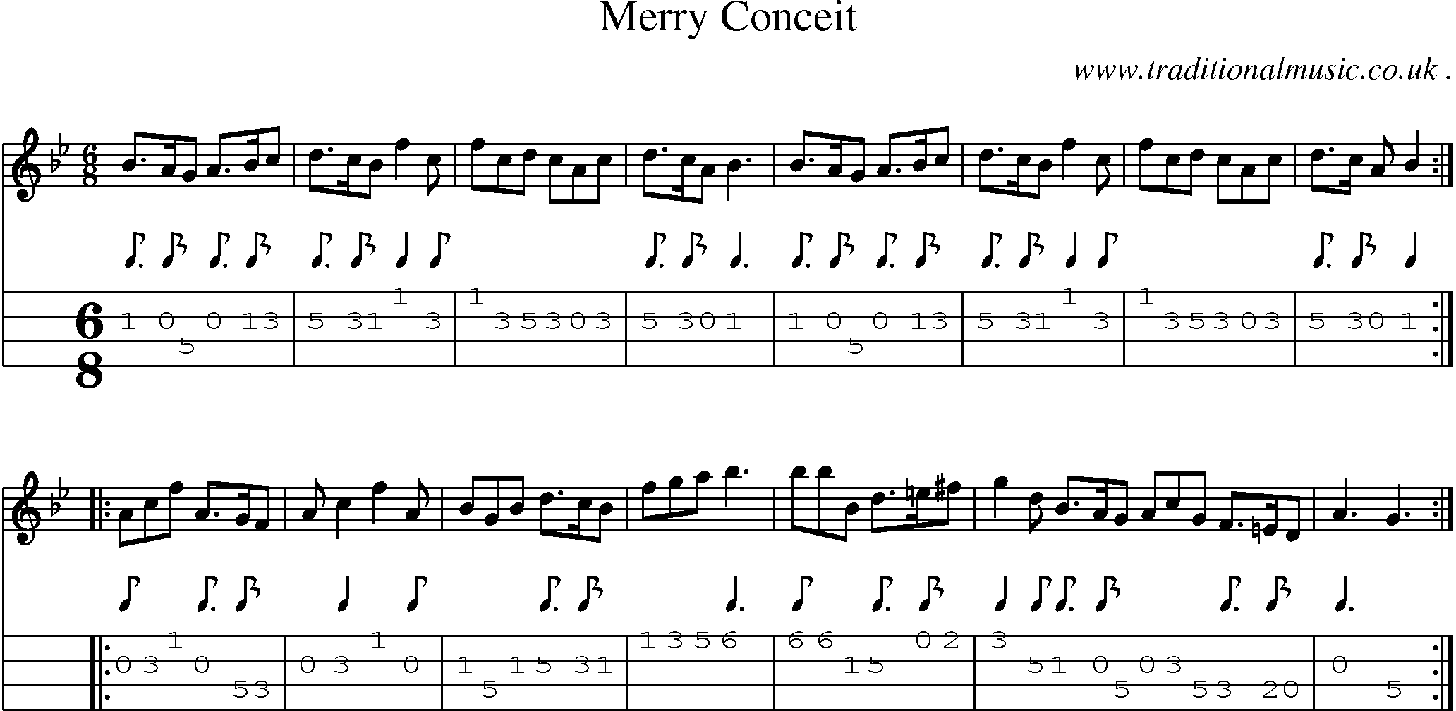 Sheet-Music and Mandolin Tabs for Merry Conceit