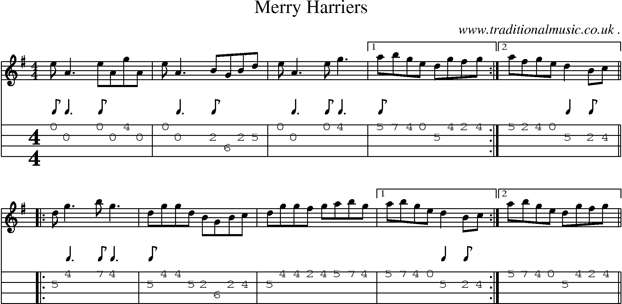 Sheet-Music and Mandolin Tabs for Merry Harriers