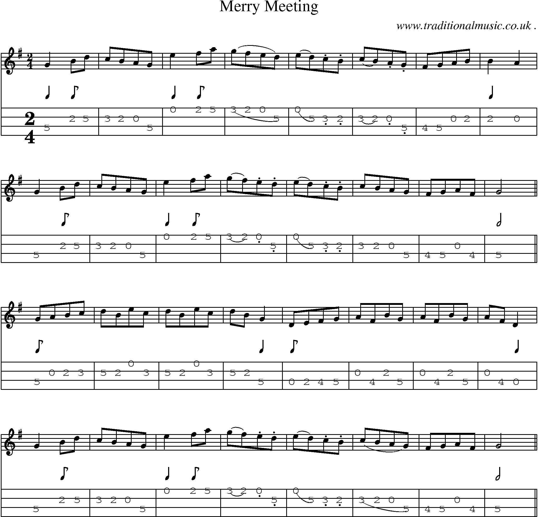 Sheet-Music and Mandolin Tabs for Merry Meeting