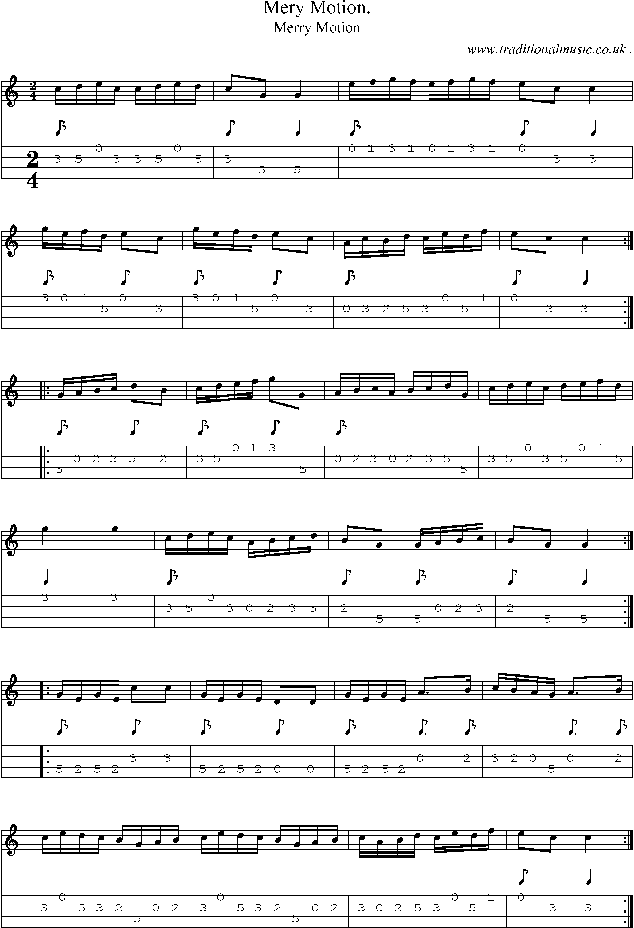 Sheet-Music and Mandolin Tabs for Mery Motion