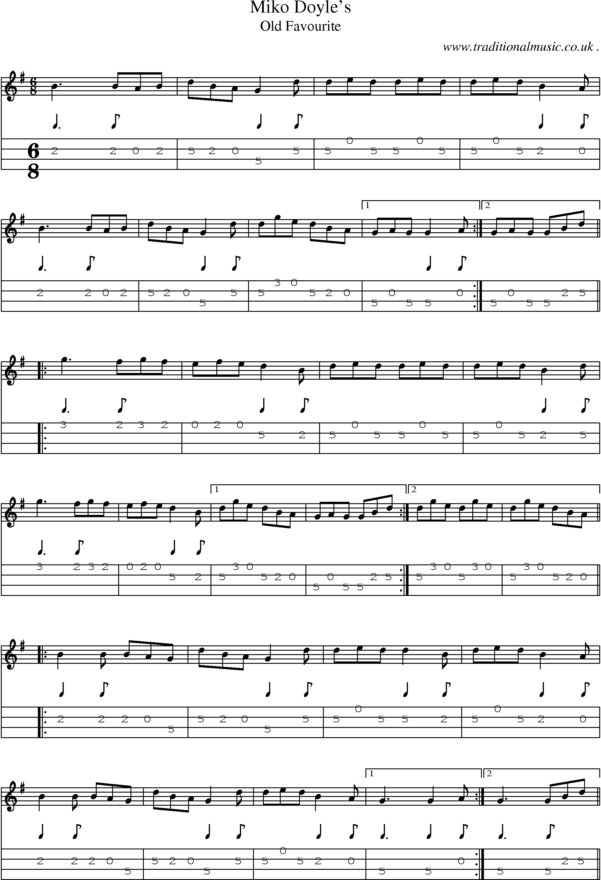 Sheet-Music and Mandolin Tabs for Miko Doyles