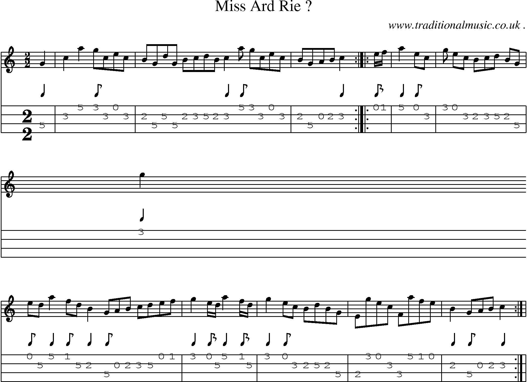 Sheet-Music and Mandolin Tabs for Miss Ard Rie