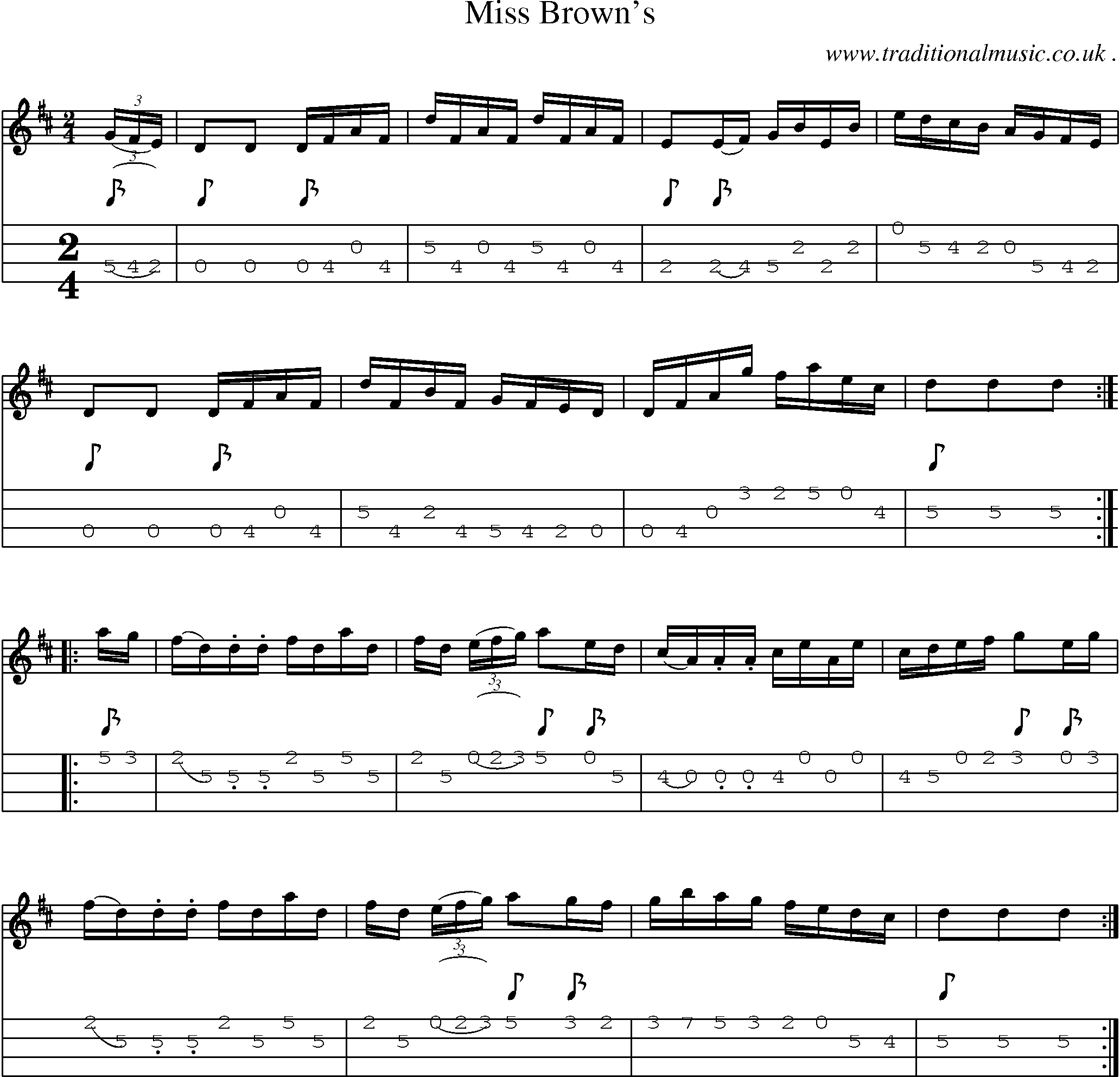 Sheet-Music and Mandolin Tabs for Miss Browns