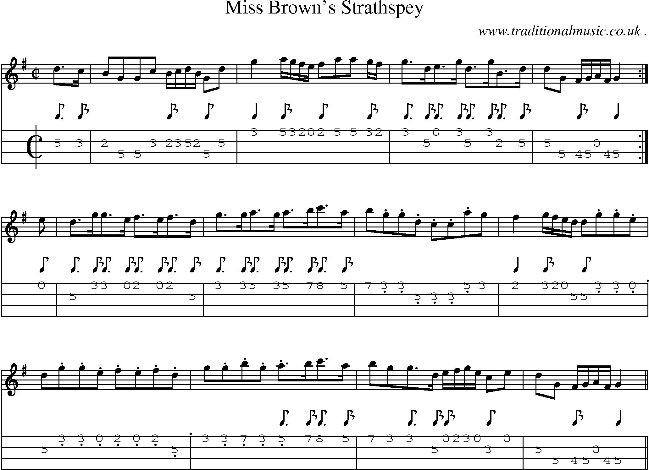 Sheet-Music and Mandolin Tabs for Miss Browns Strathspey