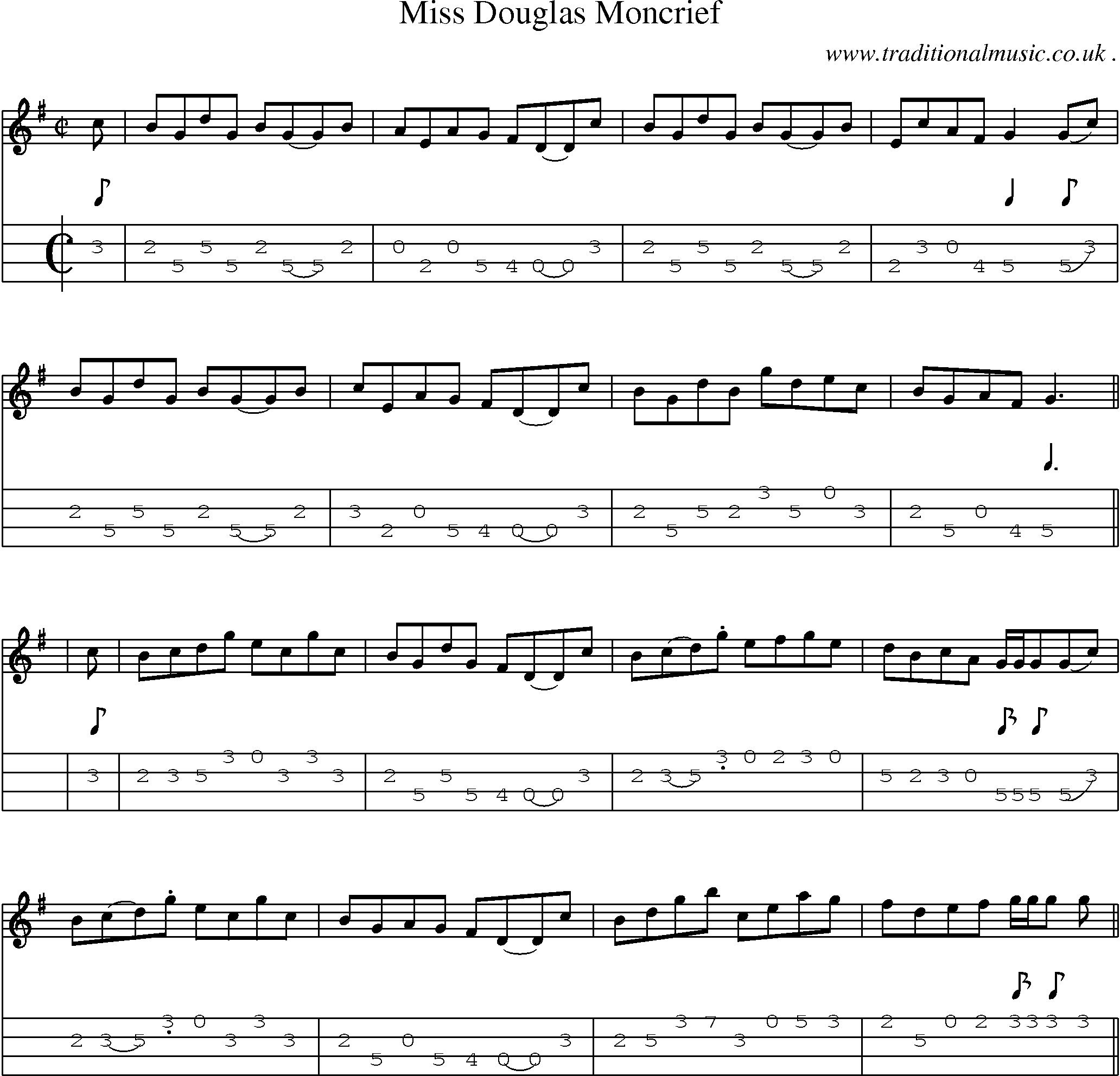 Sheet-Music and Mandolin Tabs for Miss Douglas Moncrief