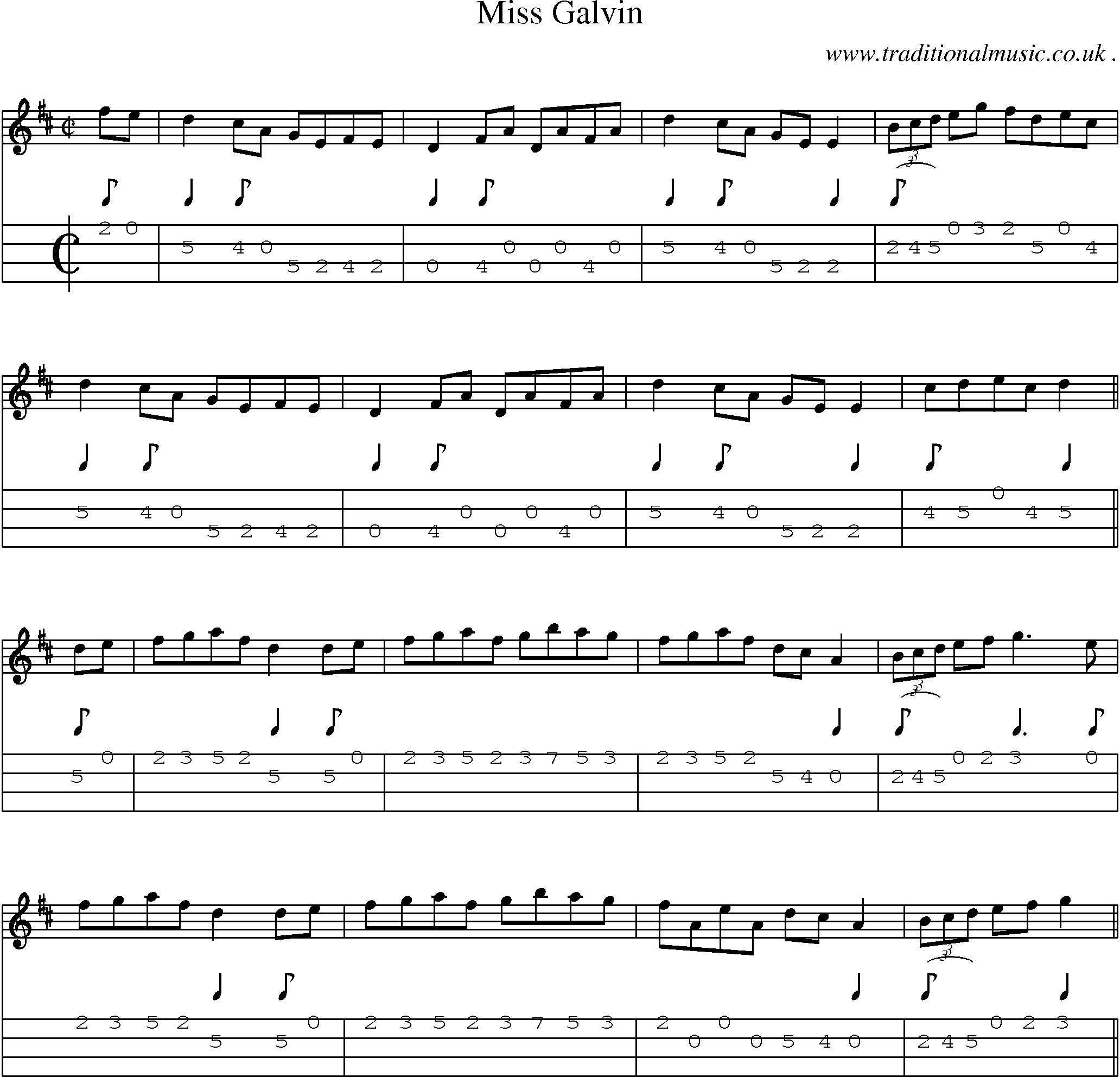 Sheet-Music and Mandolin Tabs for Miss Galvin