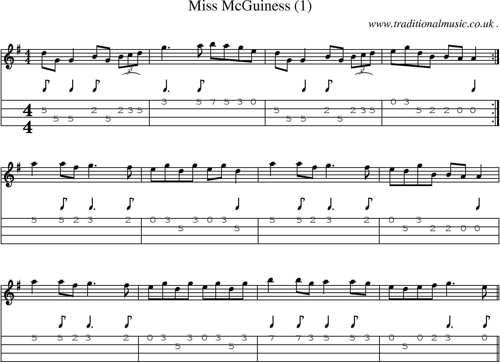 Sheet-Music and Mandolin Tabs for Miss Mcguiness (1)