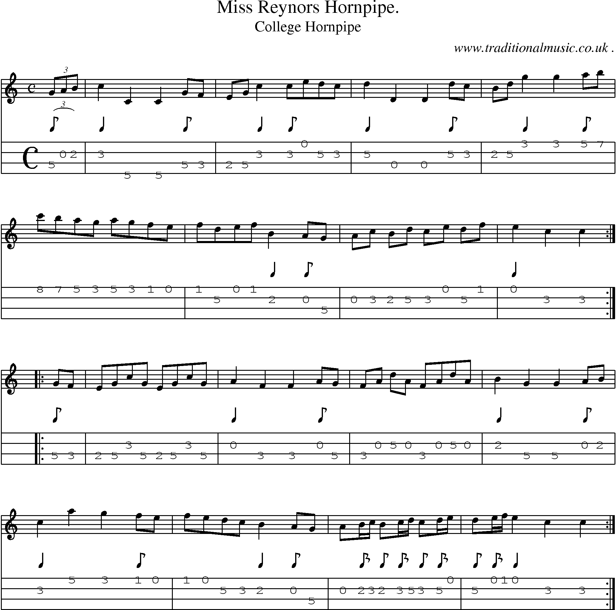 Sheet-Music and Mandolin Tabs for Miss Reynors Hornpipe