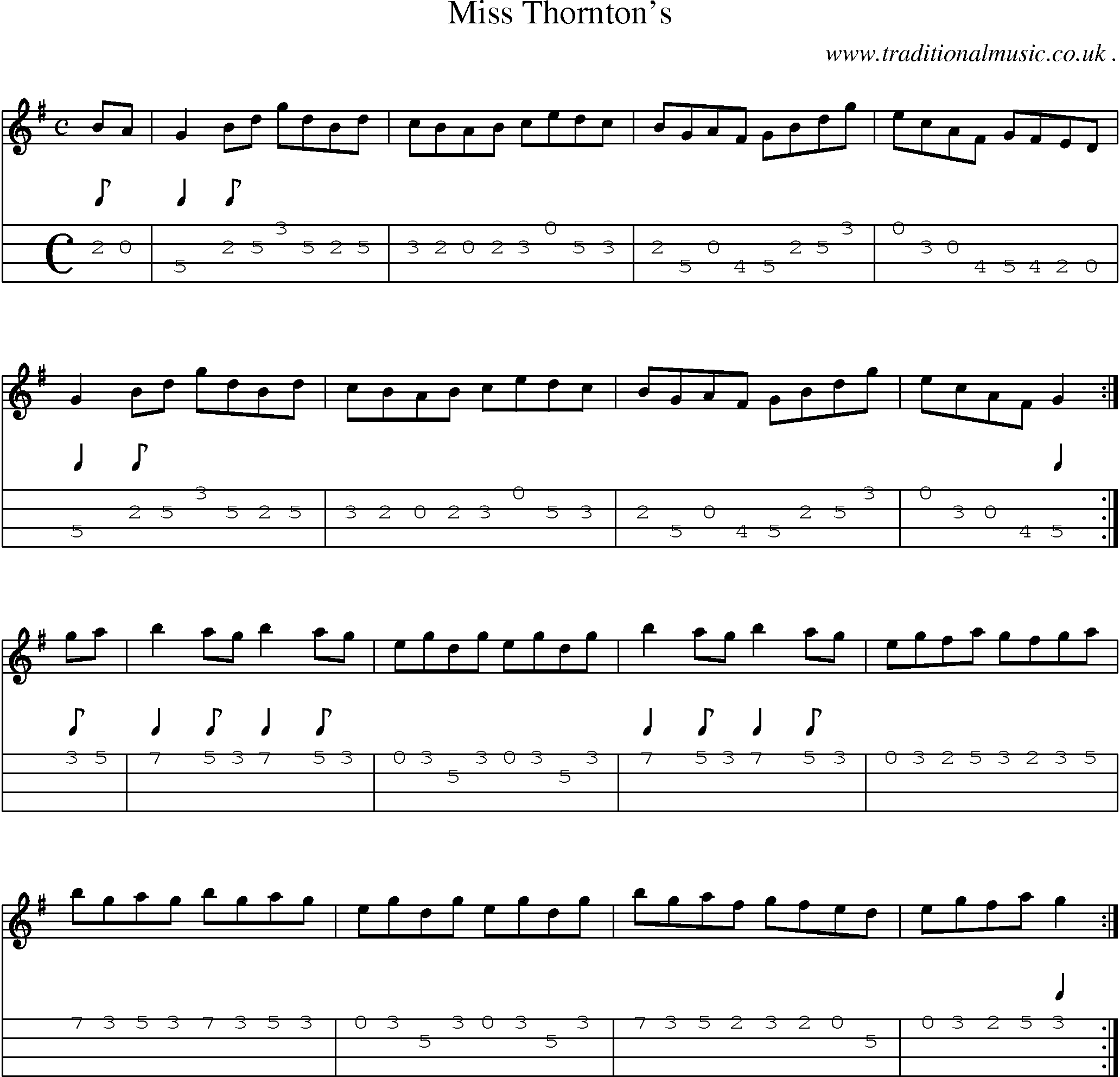 Sheet-Music and Mandolin Tabs for Miss Thorntons