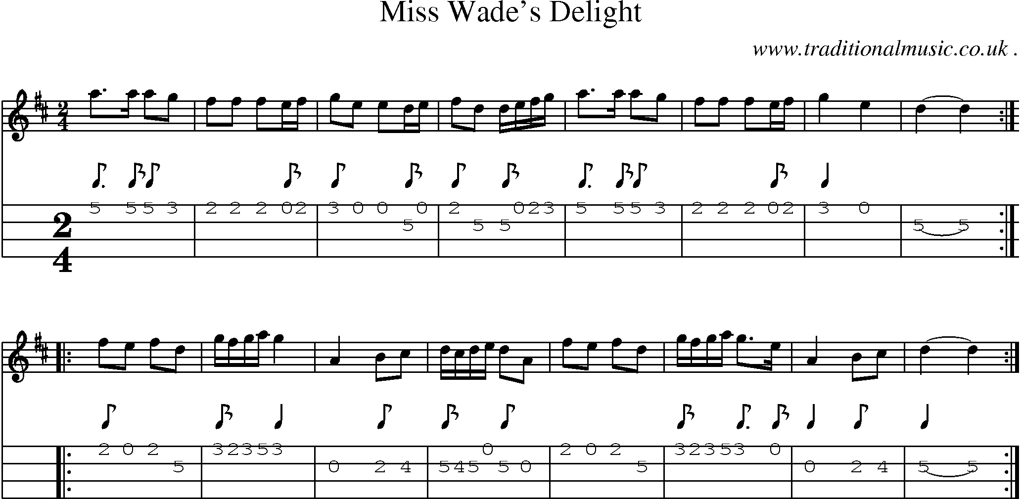 Sheet-Music and Mandolin Tabs for Miss Wades Delight