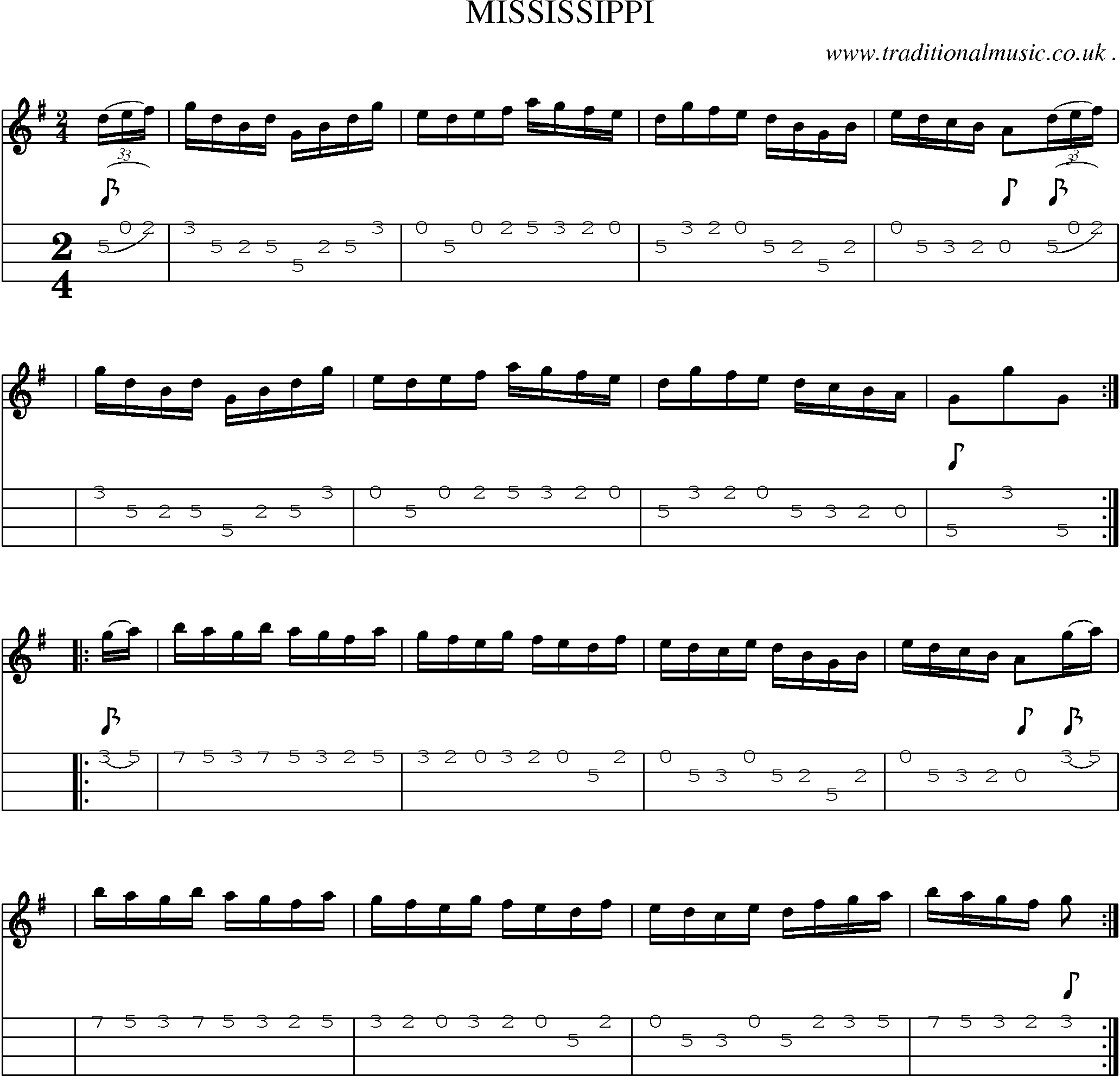 Sheet-Music and Mandolin Tabs for Mississippi