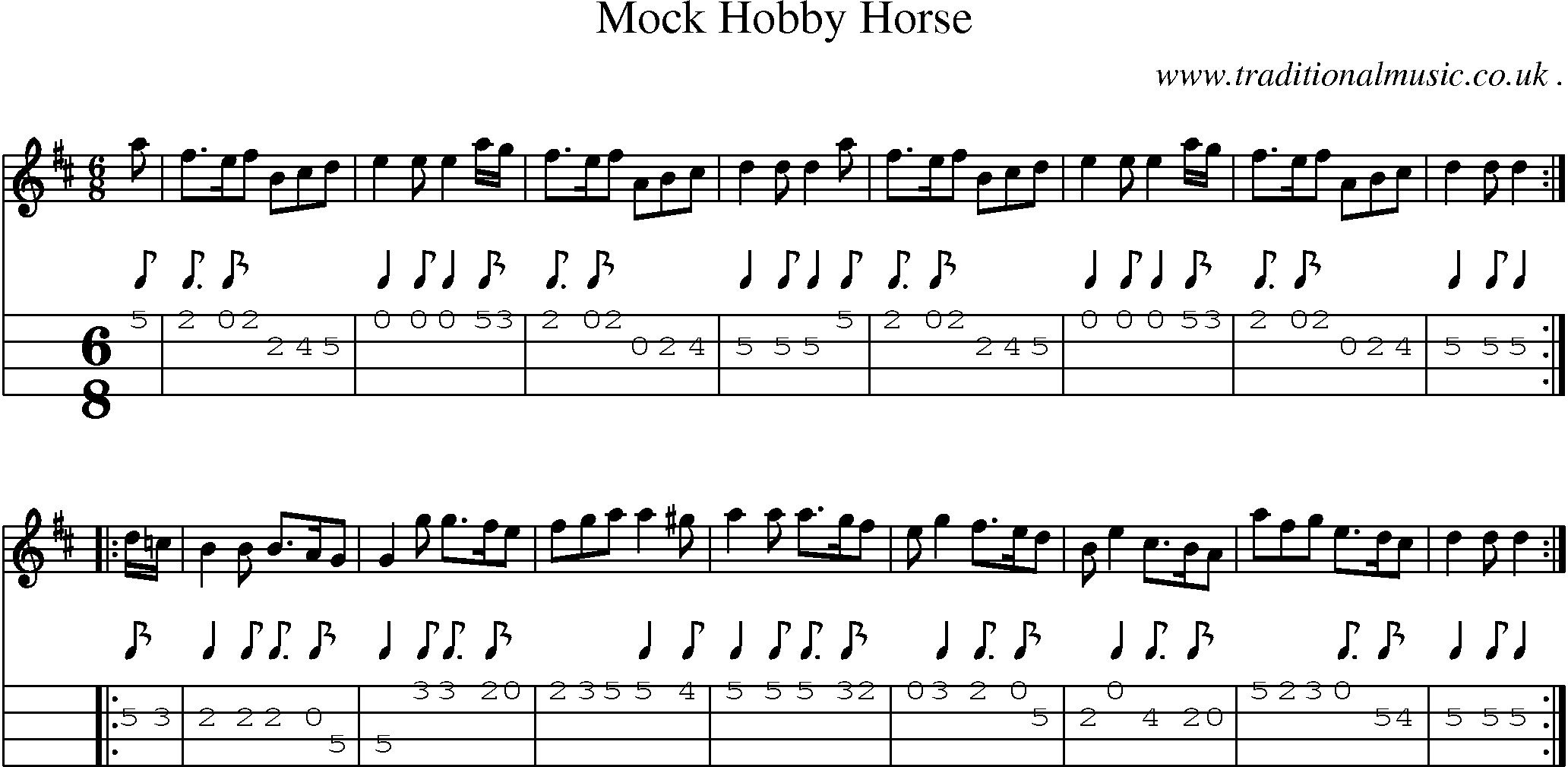 Sheet-Music and Mandolin Tabs for Mock Hobby Horse