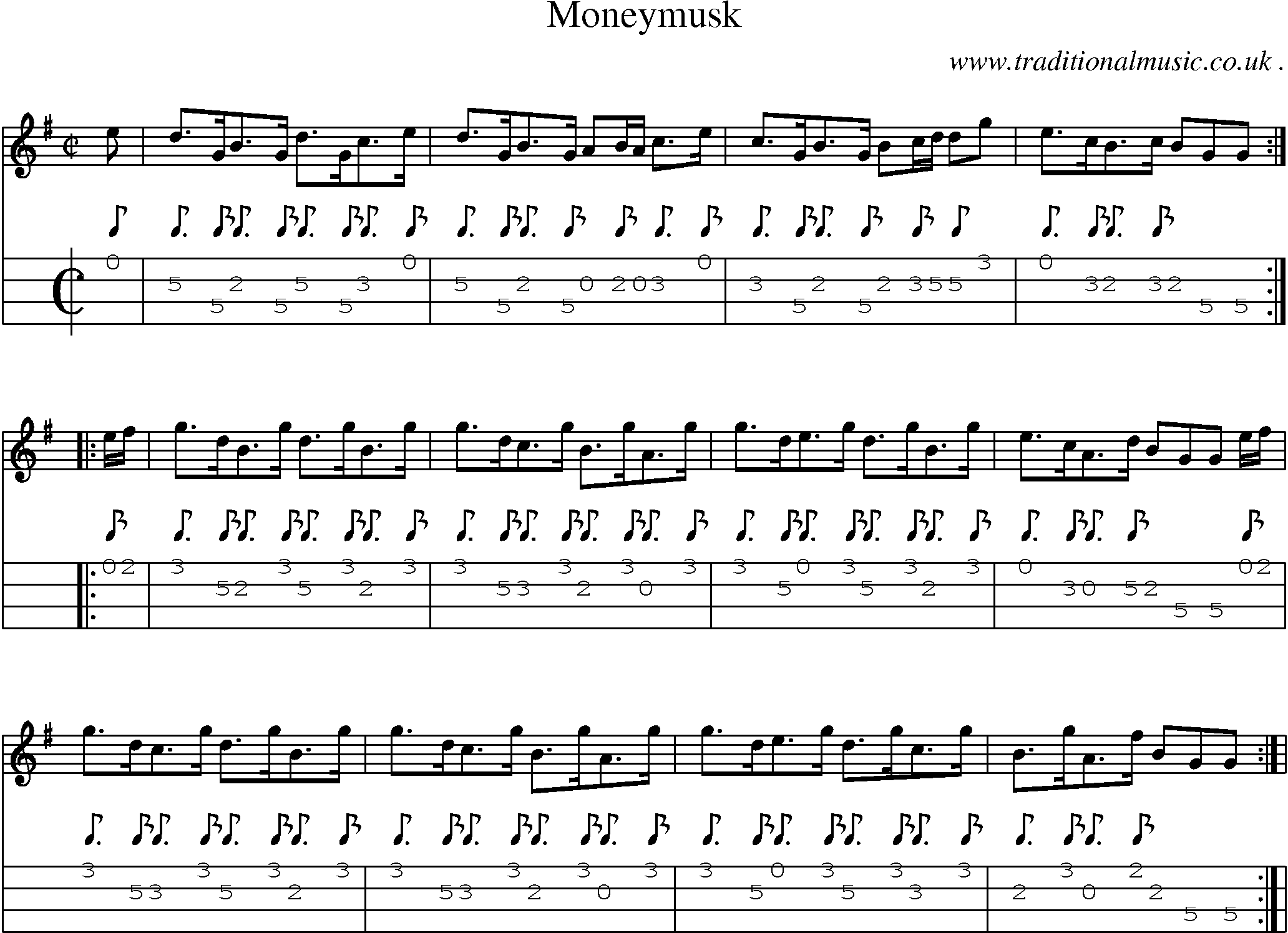 Sheet-Music and Mandolin Tabs for Moneymusk
