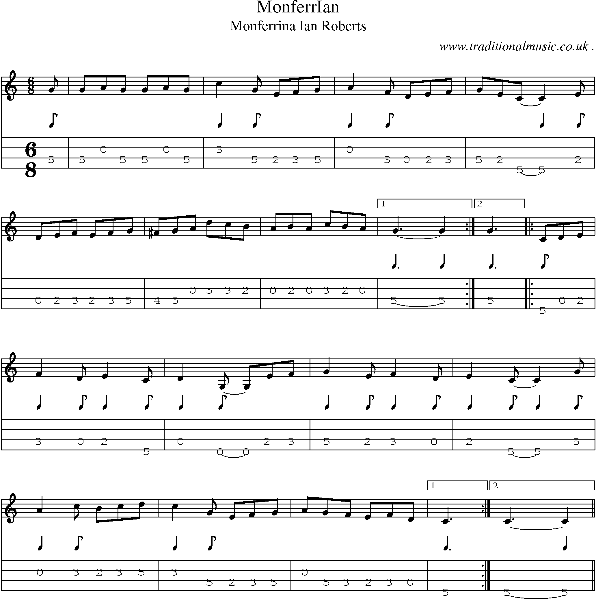Sheet-Music and Mandolin Tabs for Monferrian