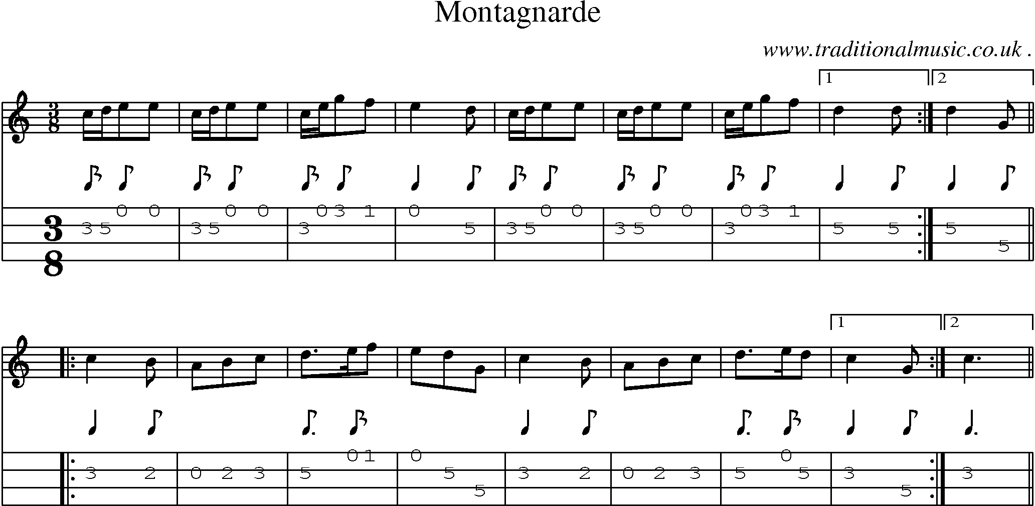 Sheet-Music and Mandolin Tabs for Montagnarde