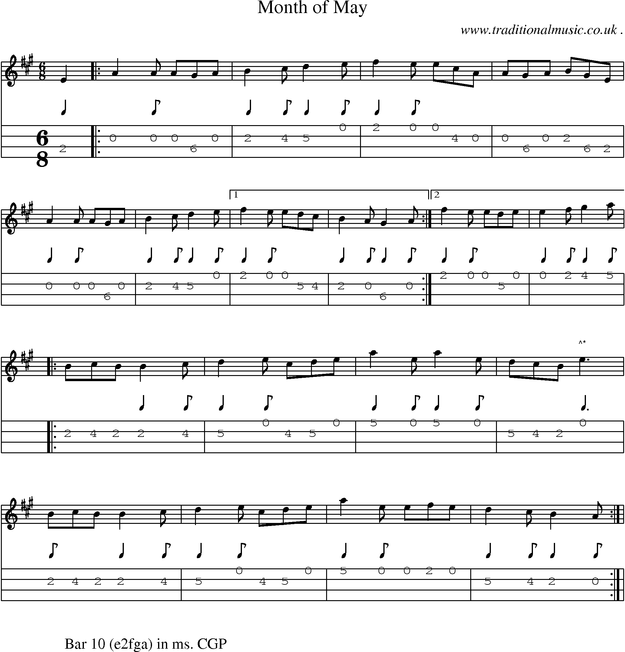 Sheet-Music and Mandolin Tabs for Month Of May