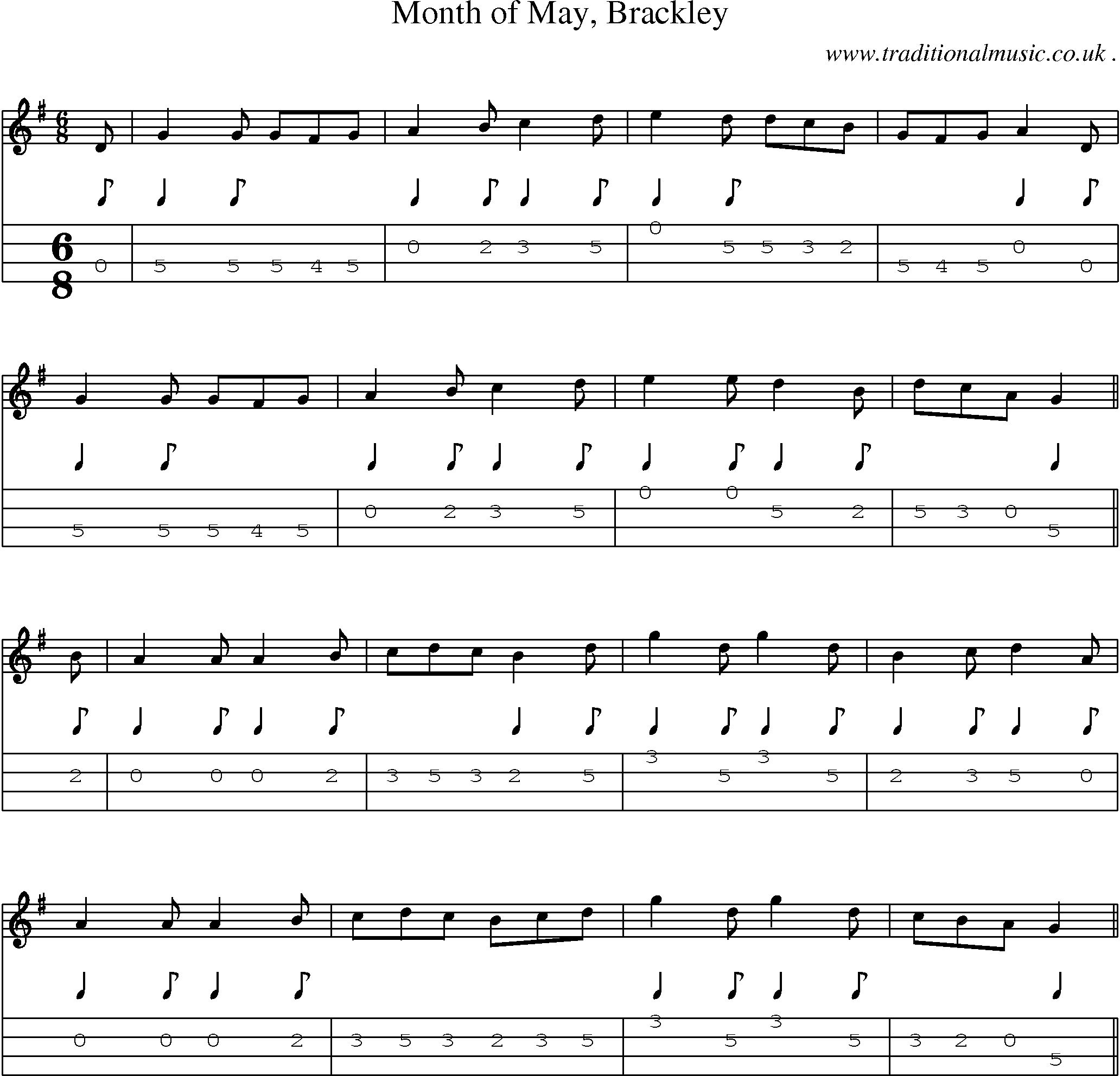 Sheet-Music and Mandolin Tabs for Month Of May Brackley