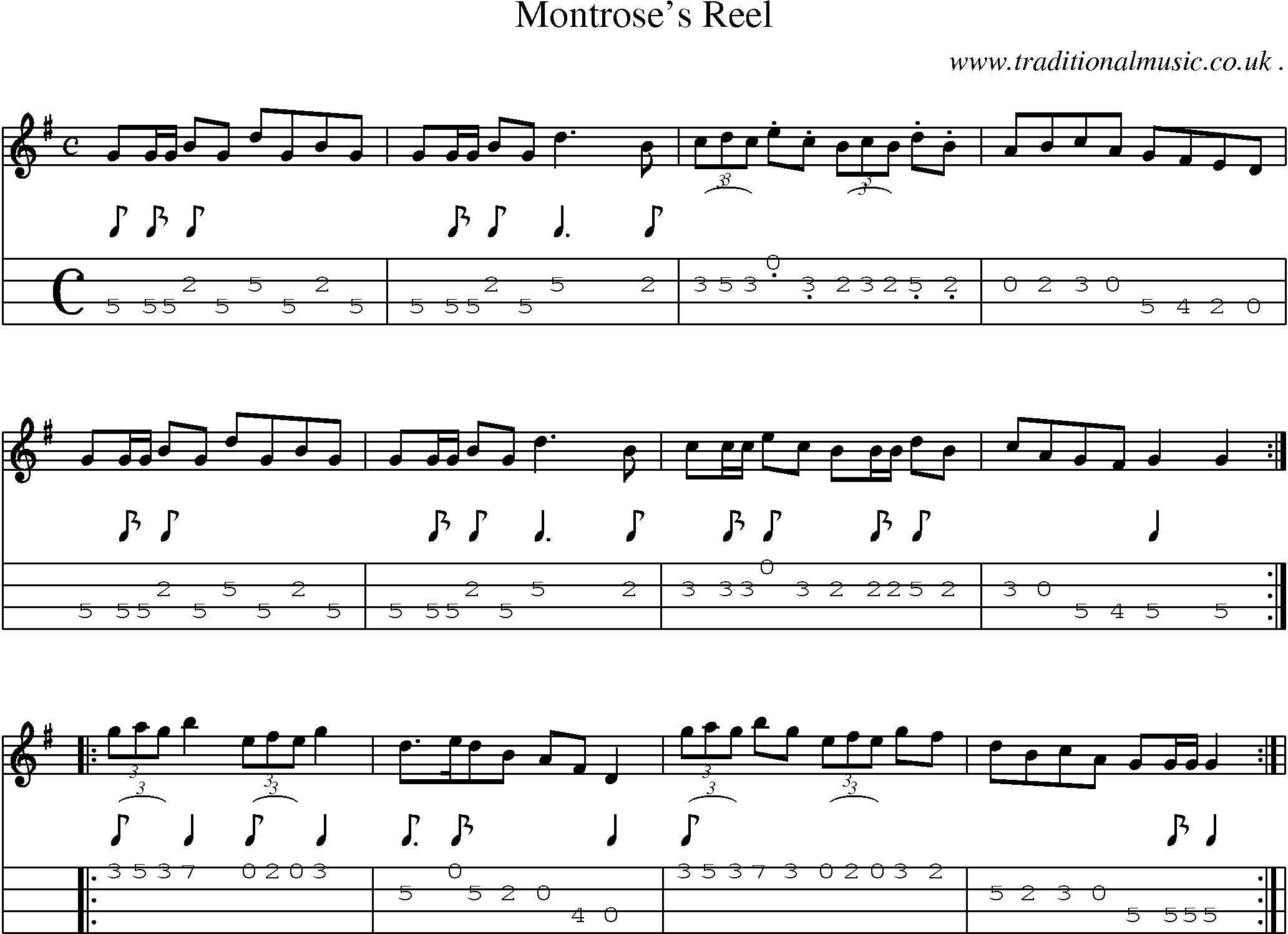 Sheet-Music and Mandolin Tabs for Montroses Reel