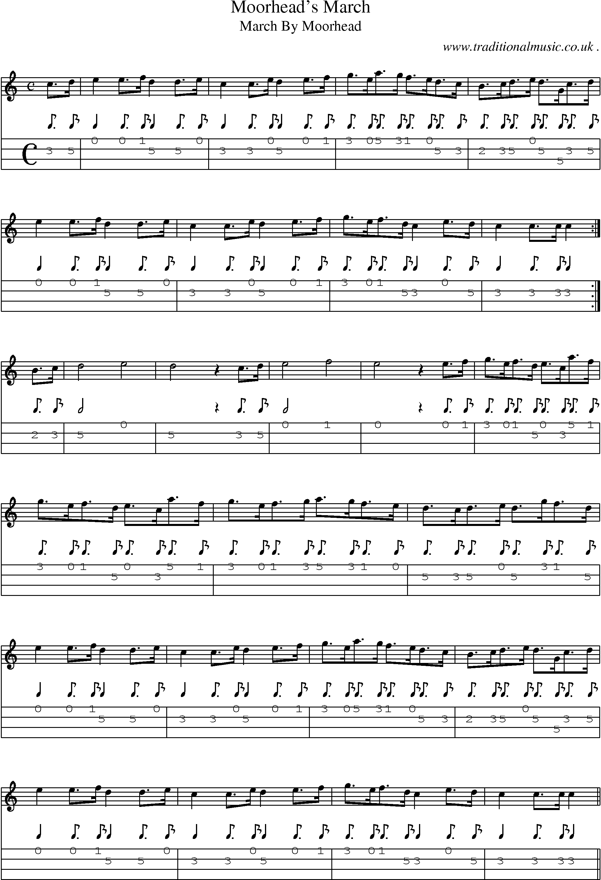 Sheet-Music and Mandolin Tabs for Moorheads March