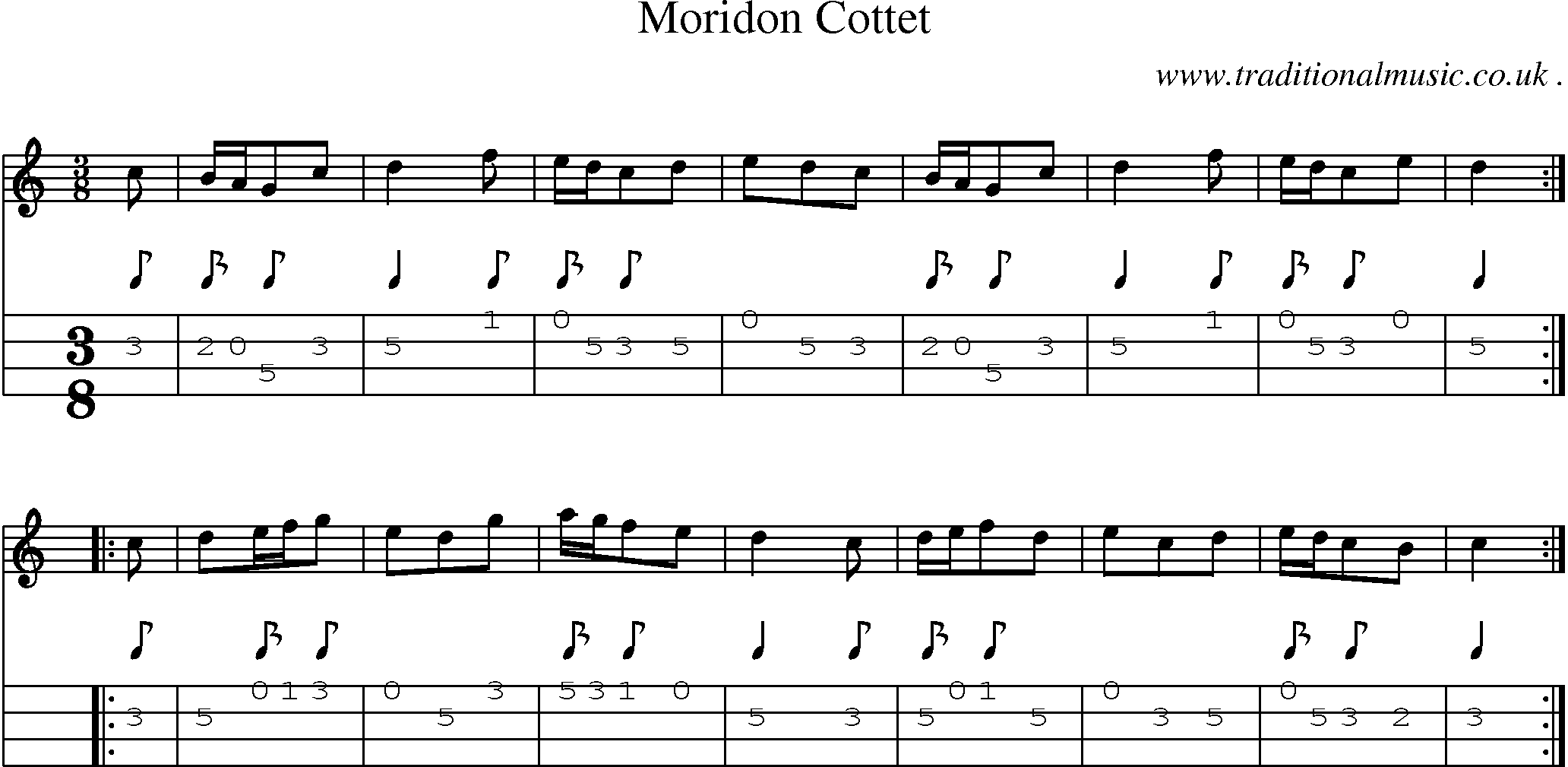 Sheet-Music and Mandolin Tabs for Moridon Cottet