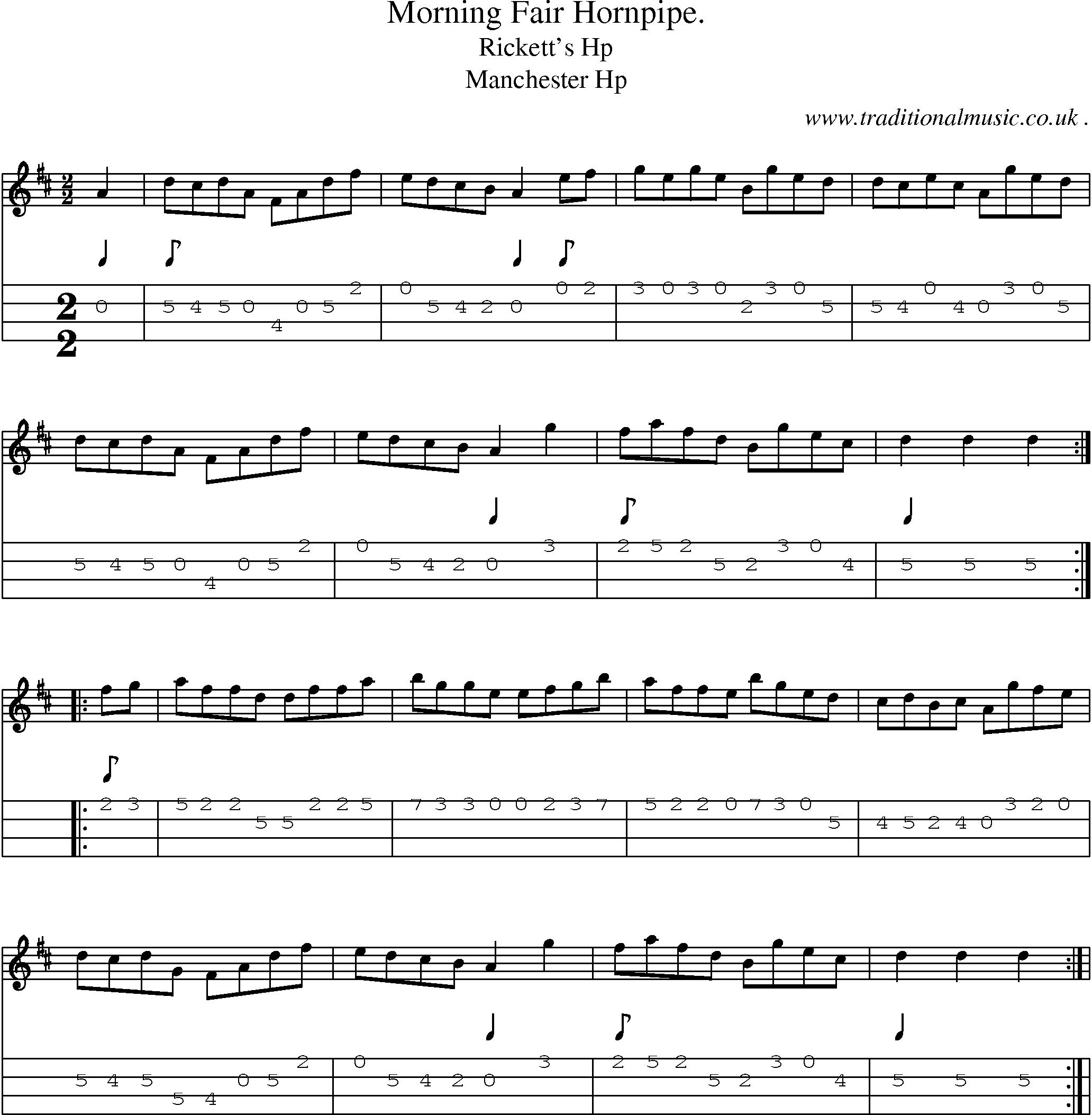 Sheet-Music and Mandolin Tabs for Morning Fair Hornpipe
