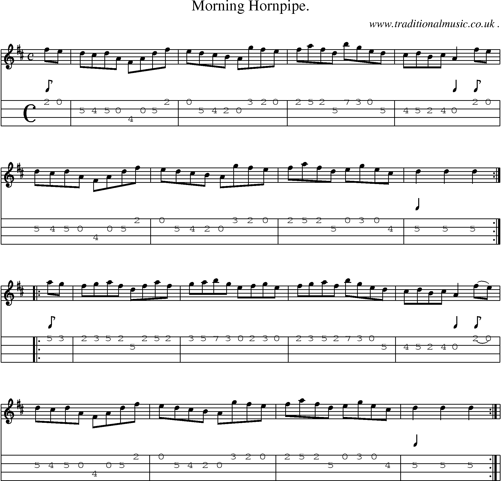 Sheet-Music and Mandolin Tabs for Morning Hornpipe