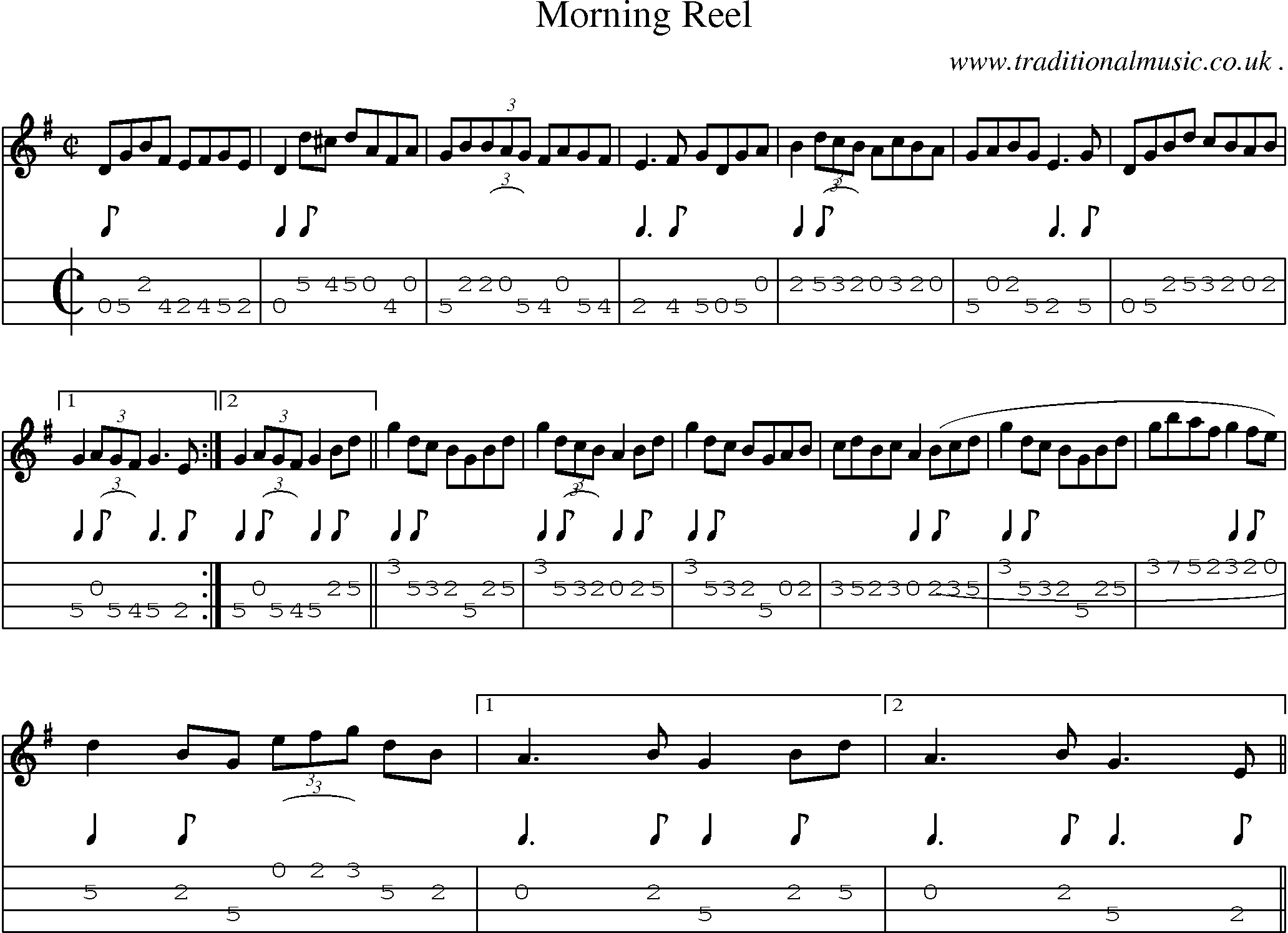 Sheet-Music and Mandolin Tabs for Morning Reel