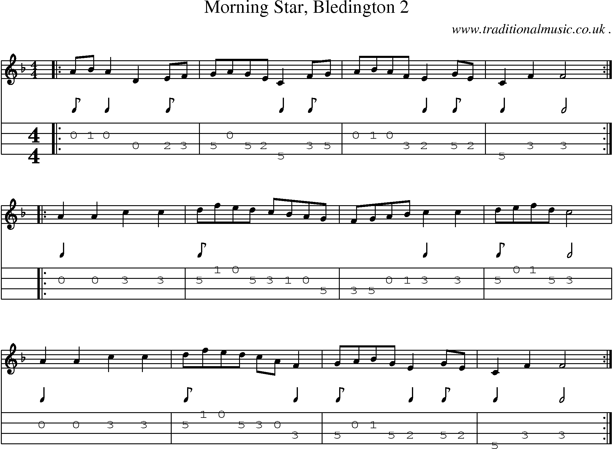 Sheet-Music and Mandolin Tabs for Morning Star Bledington 2
