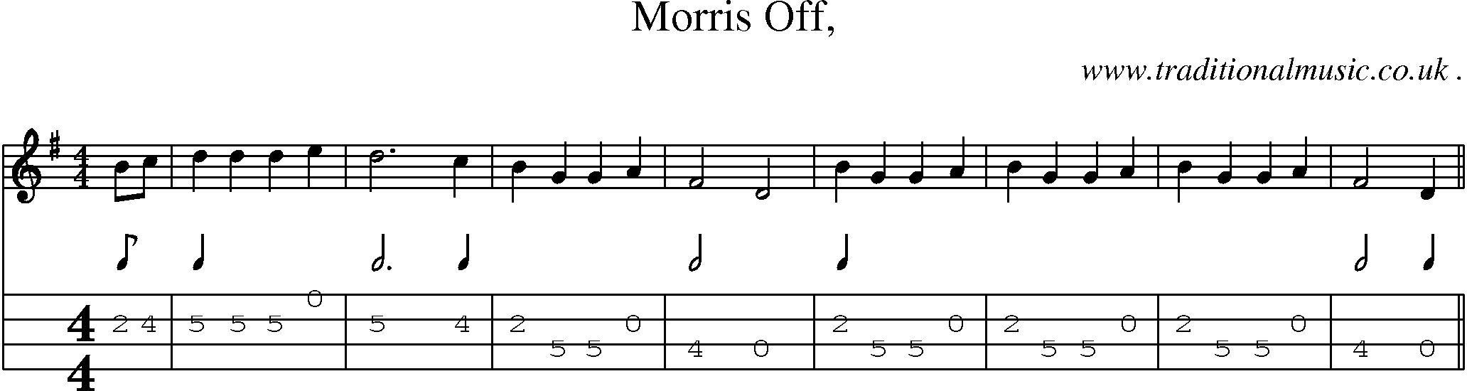 Sheet-Music and Mandolin Tabs for Morris Off 