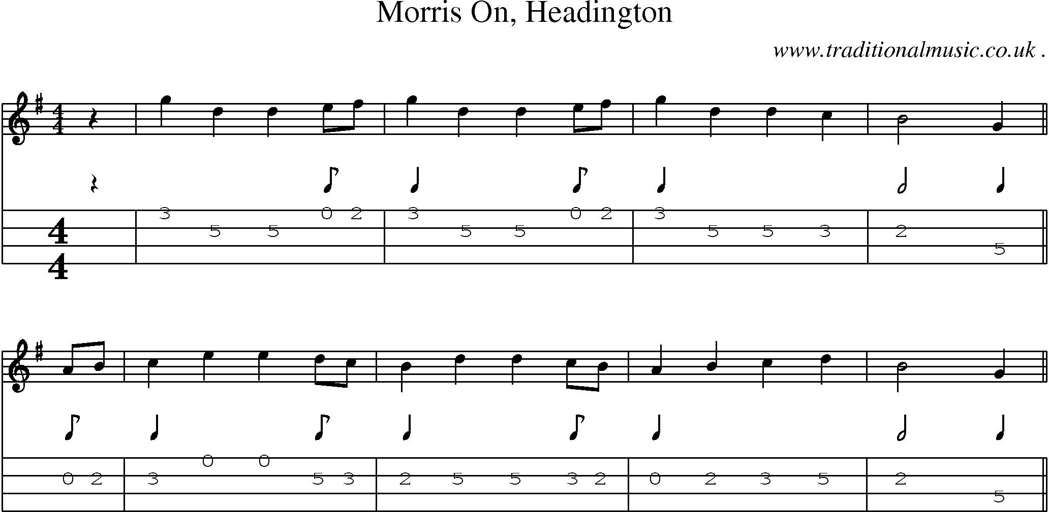 Sheet-Music and Mandolin Tabs for Morris On Headington
