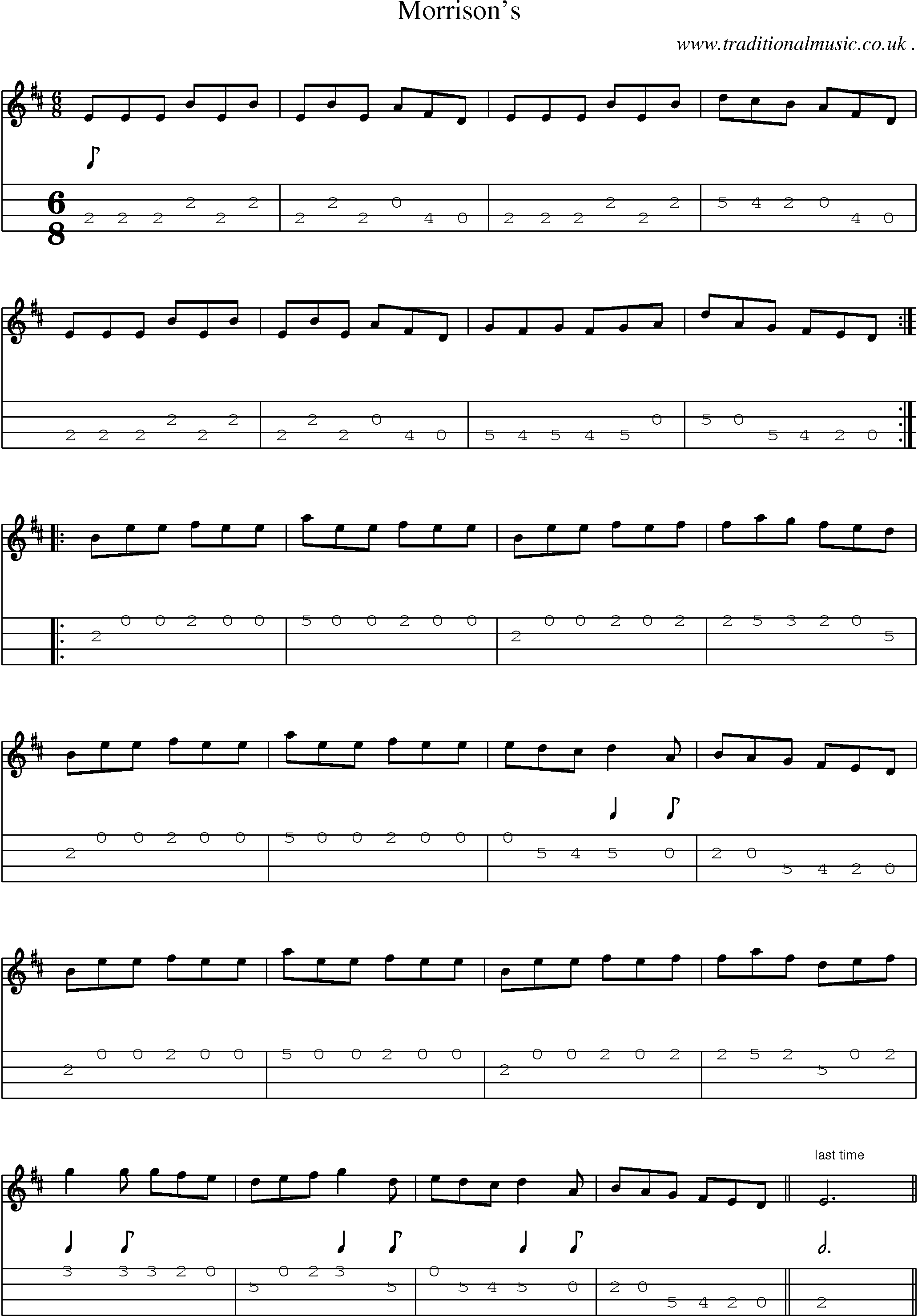 Sheet-Music and Mandolin Tabs for Morrison