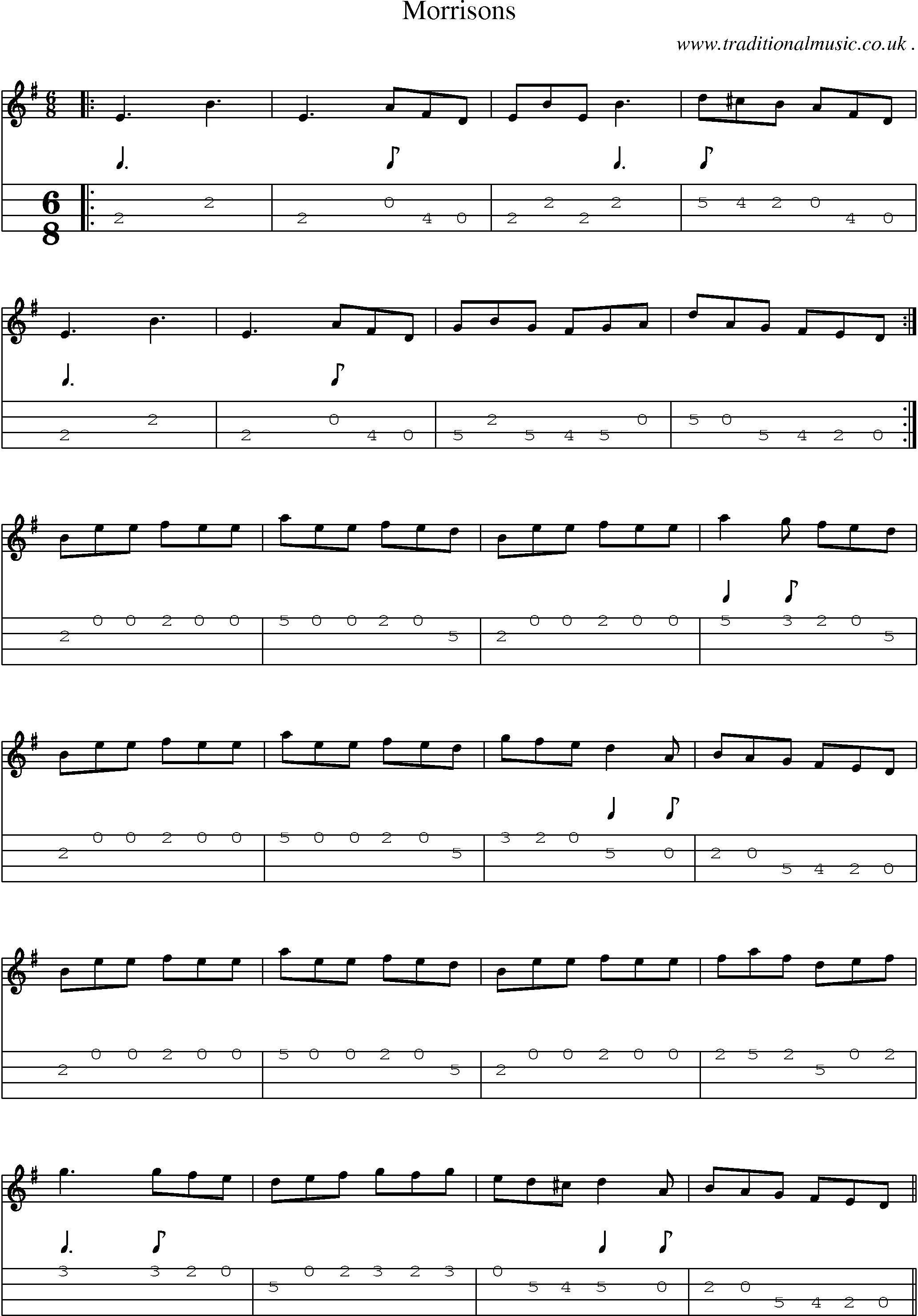Sheet-Music and Mandolin Tabs for Morrisons