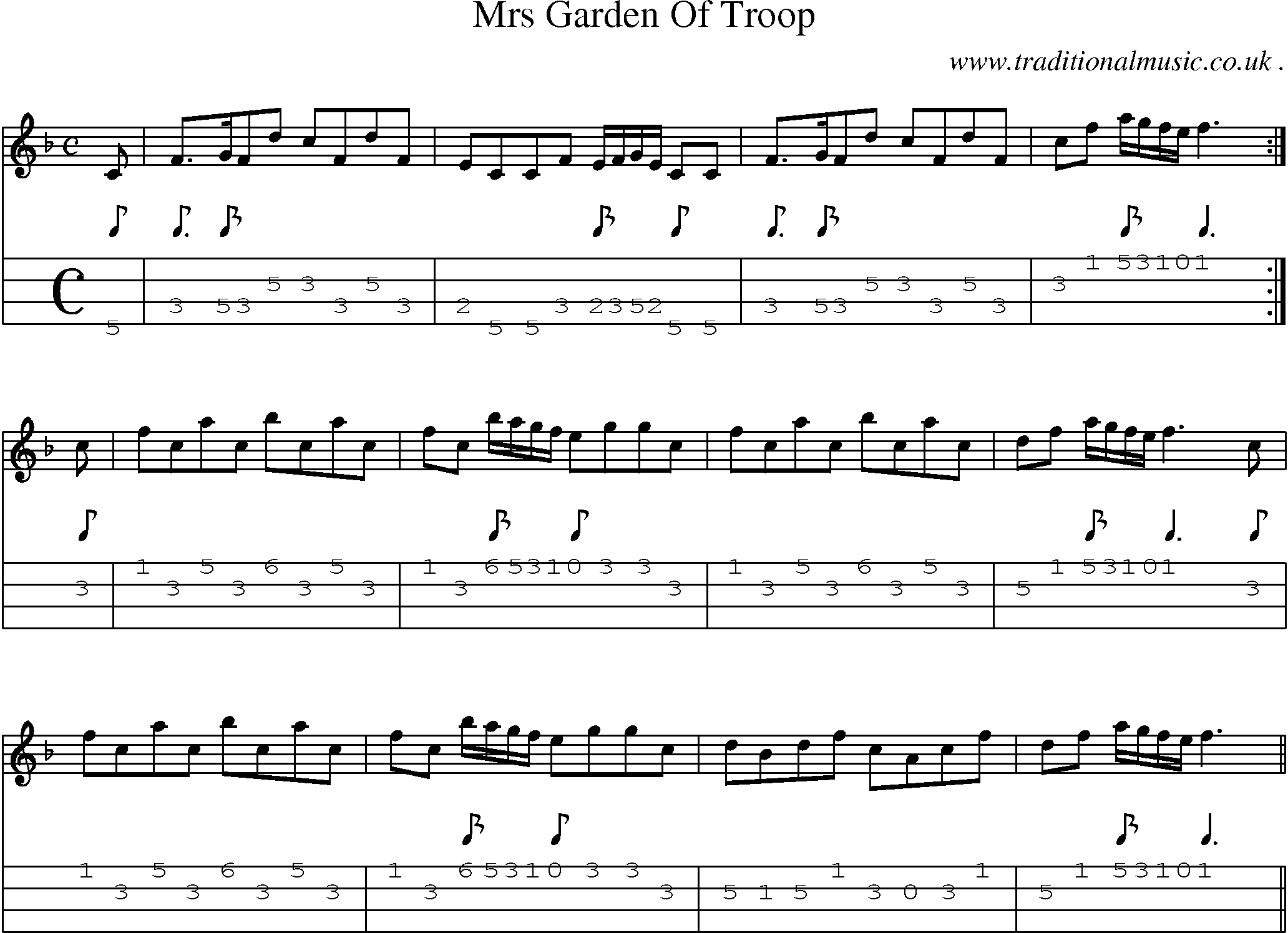 Sheet-Music and Mandolin Tabs for Mrs Garden Of Troop