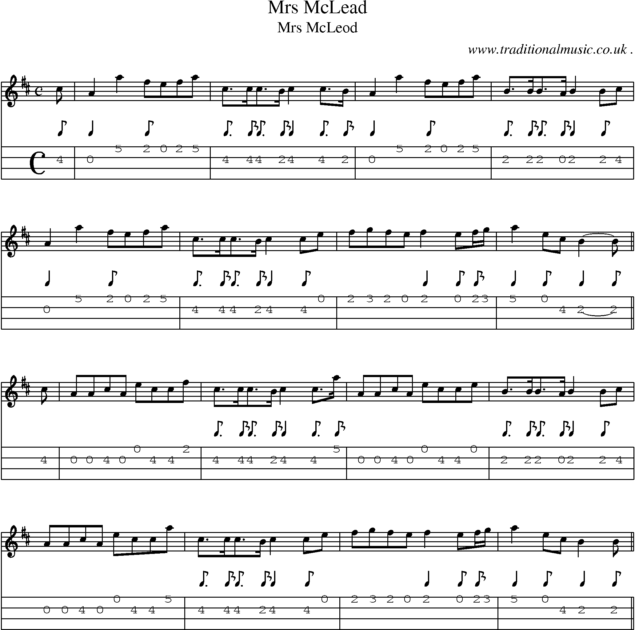 Sheet-Music and Mandolin Tabs for Mrs Mclead