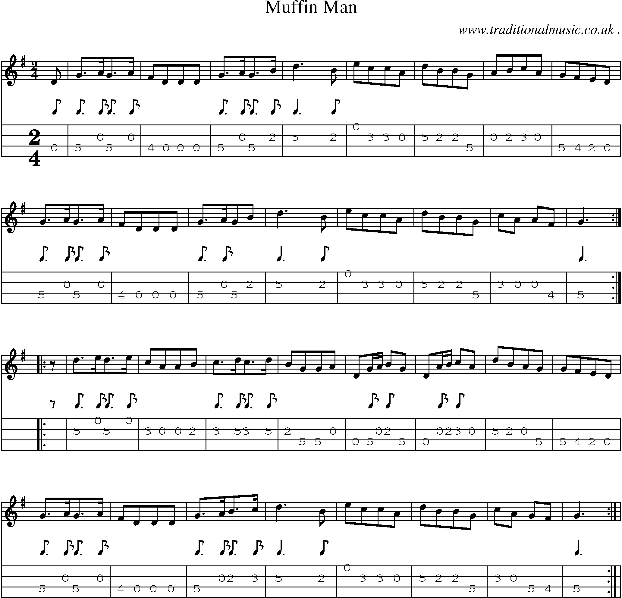 Sheet-Music and Mandolin Tabs for Muffin Man