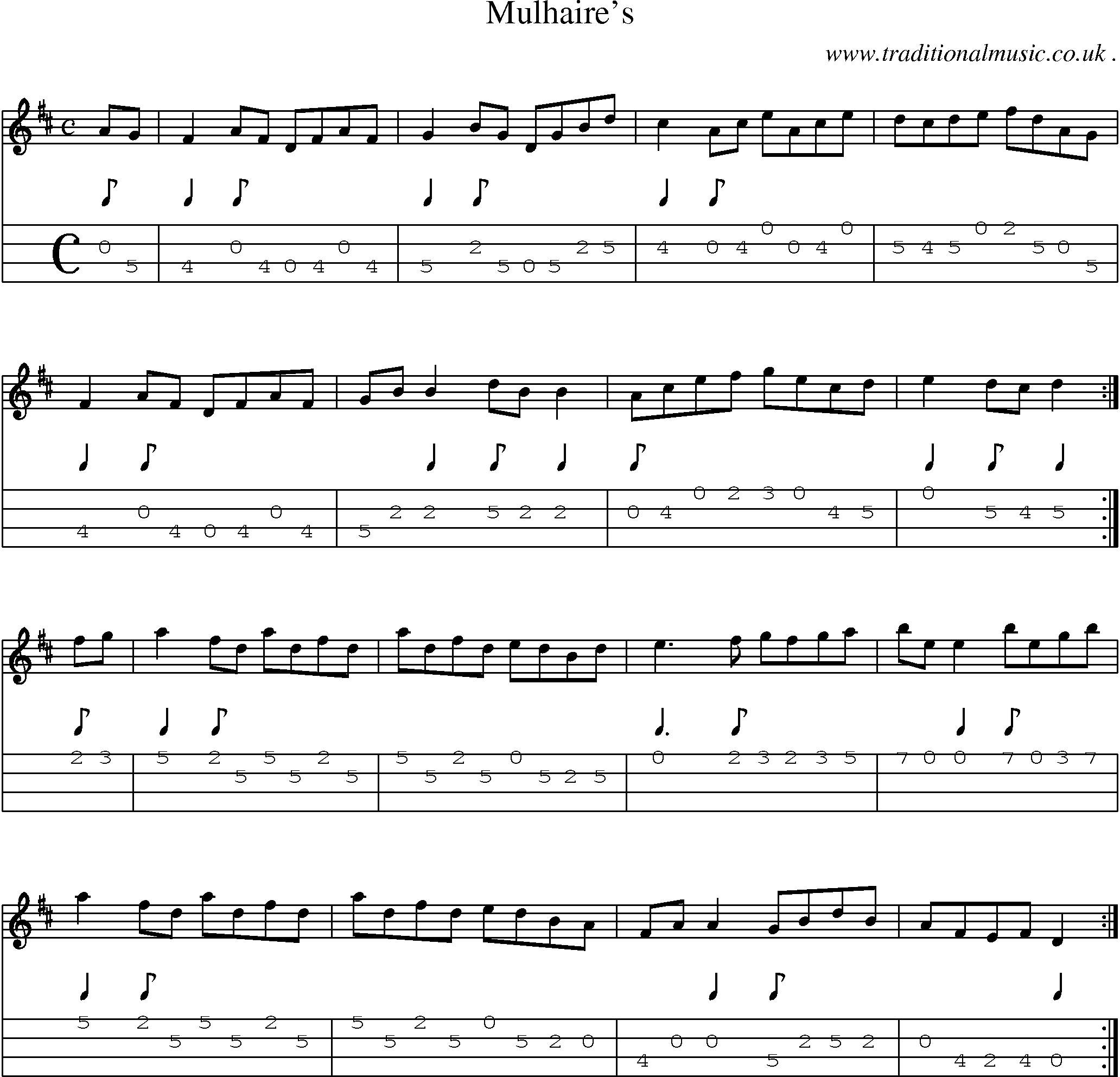 Sheet-Music and Mandolin Tabs for Mulhaires