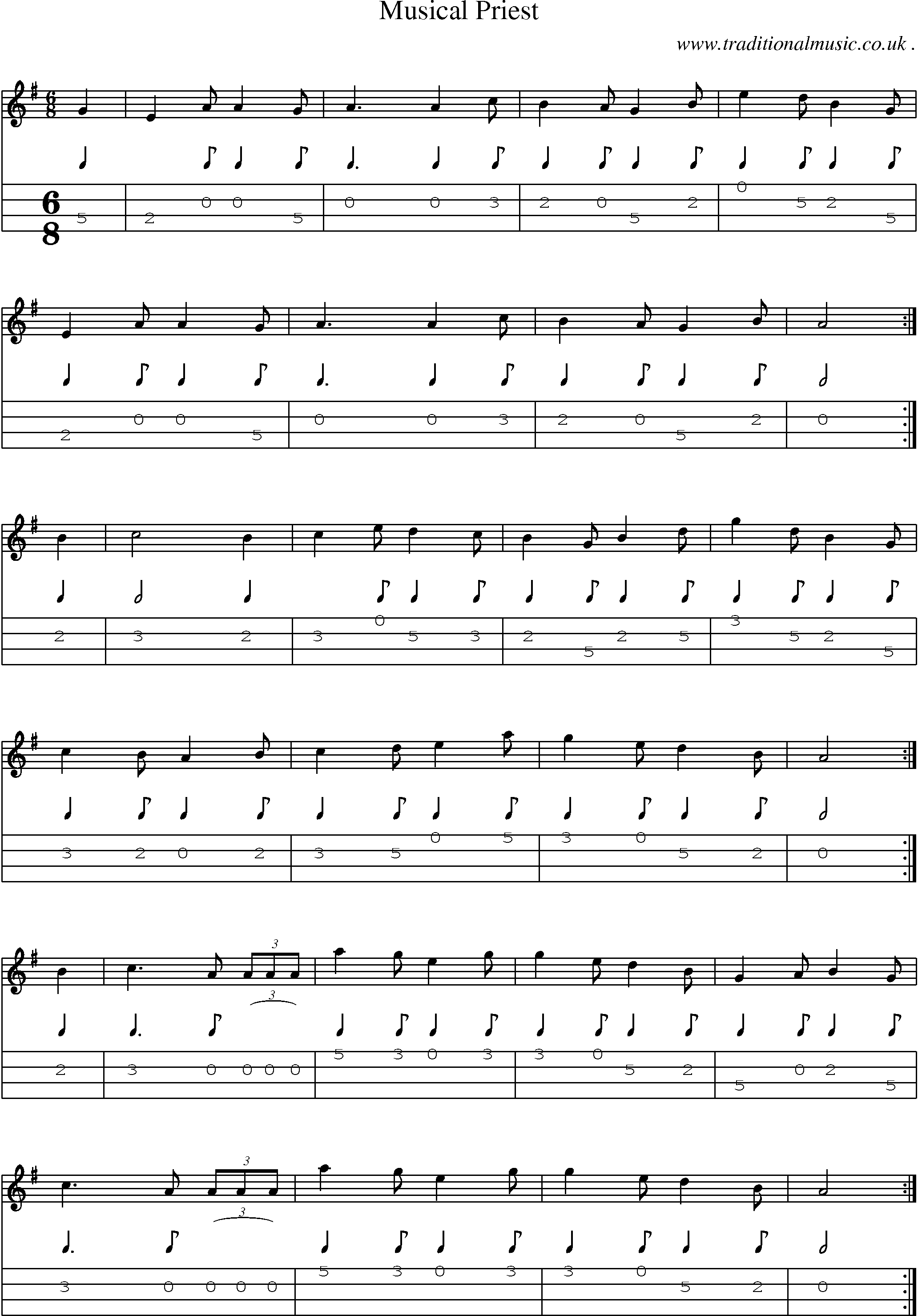 Sheet-Music and Mandolin Tabs for Musical Priest