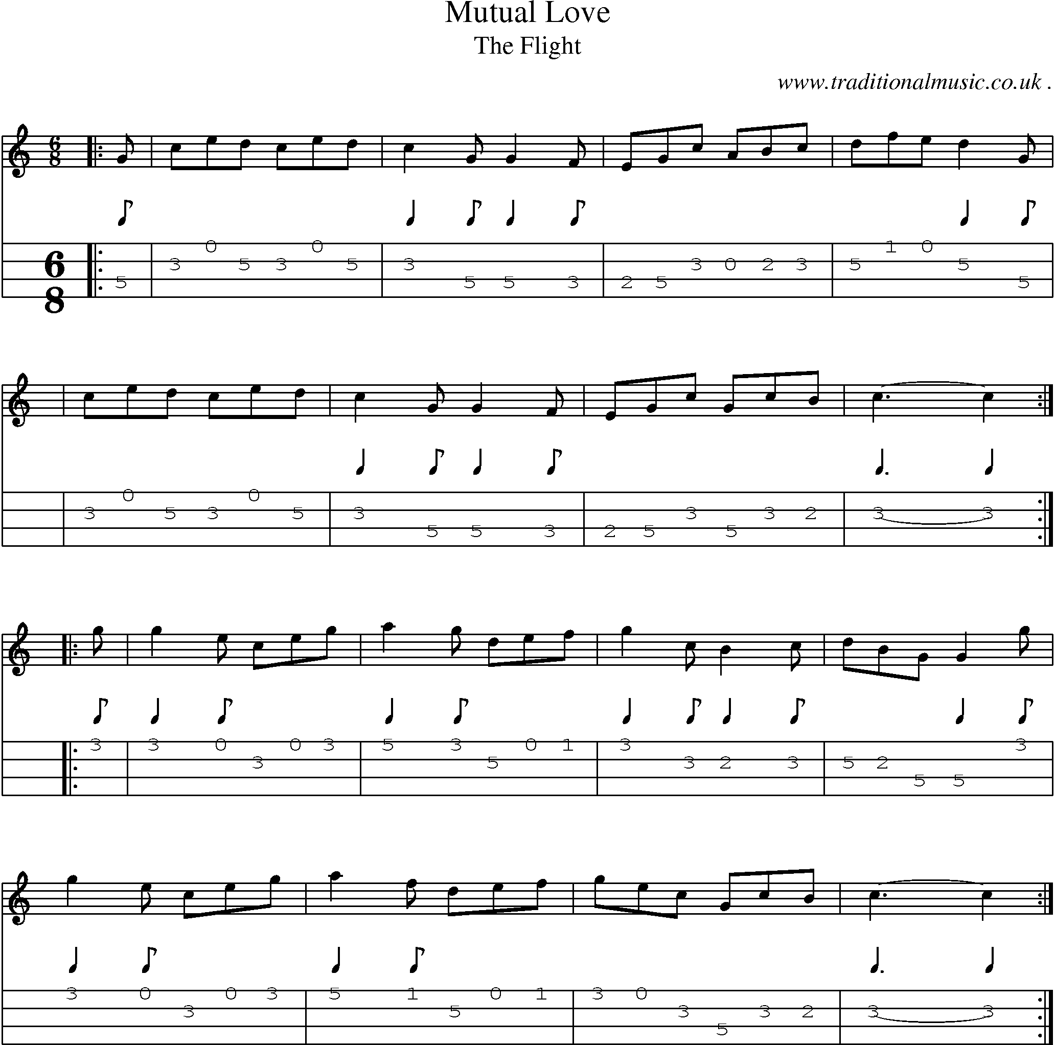 Sheet-Music and Mandolin Tabs for Mutual Love