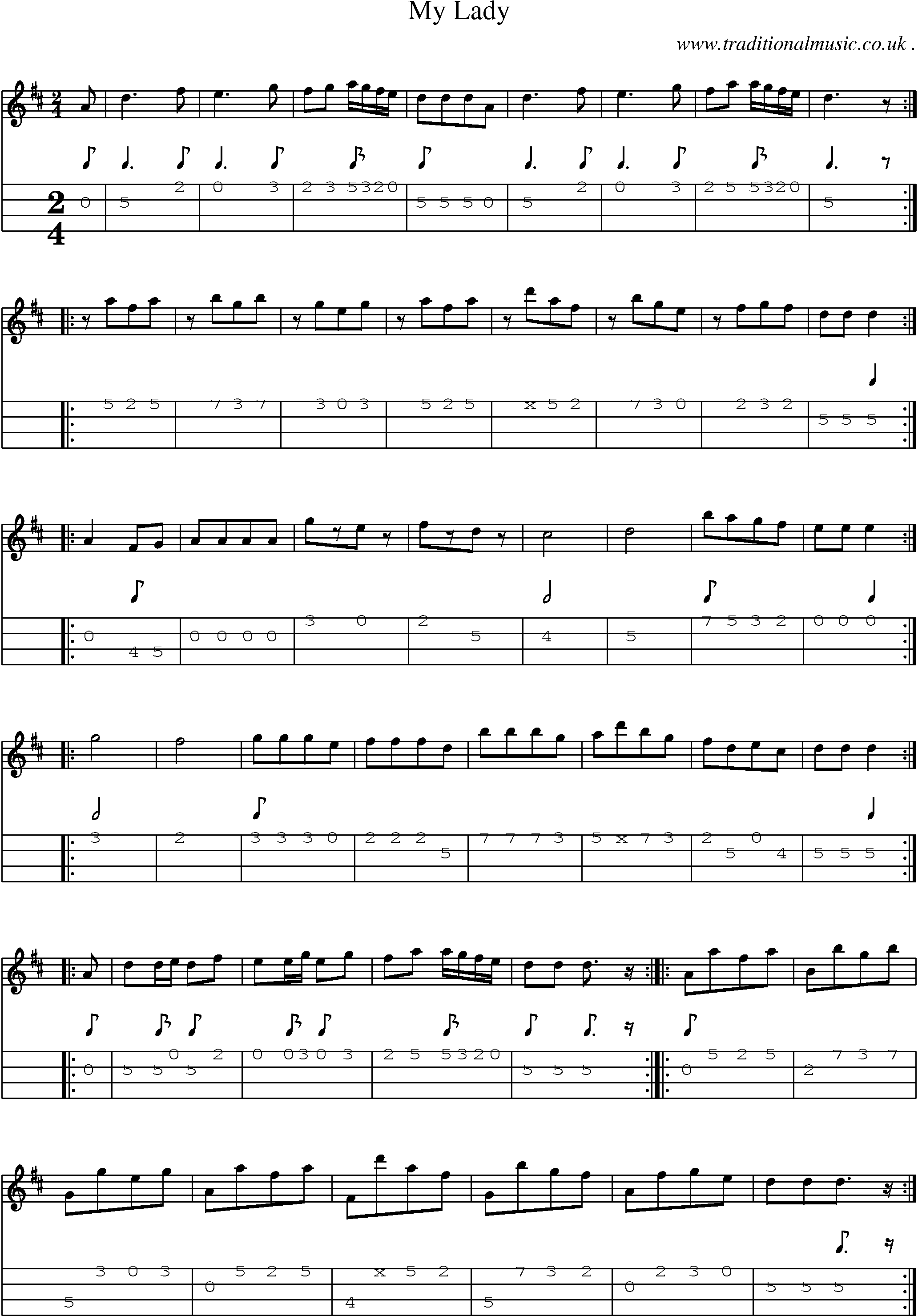 Sheet-Music and Mandolin Tabs for My Lady