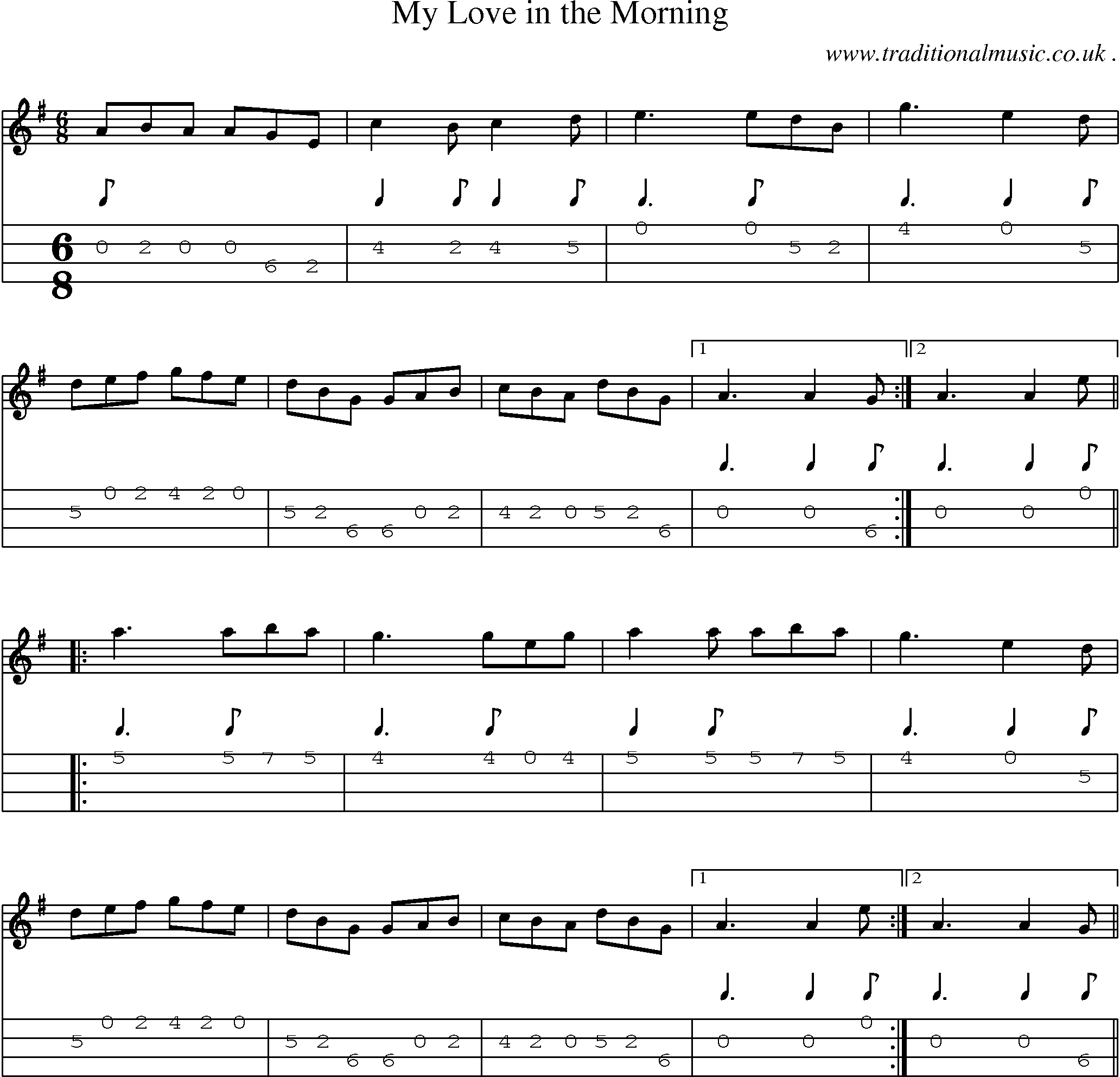 Sheet-Music and Mandolin Tabs for My Love In The Morning