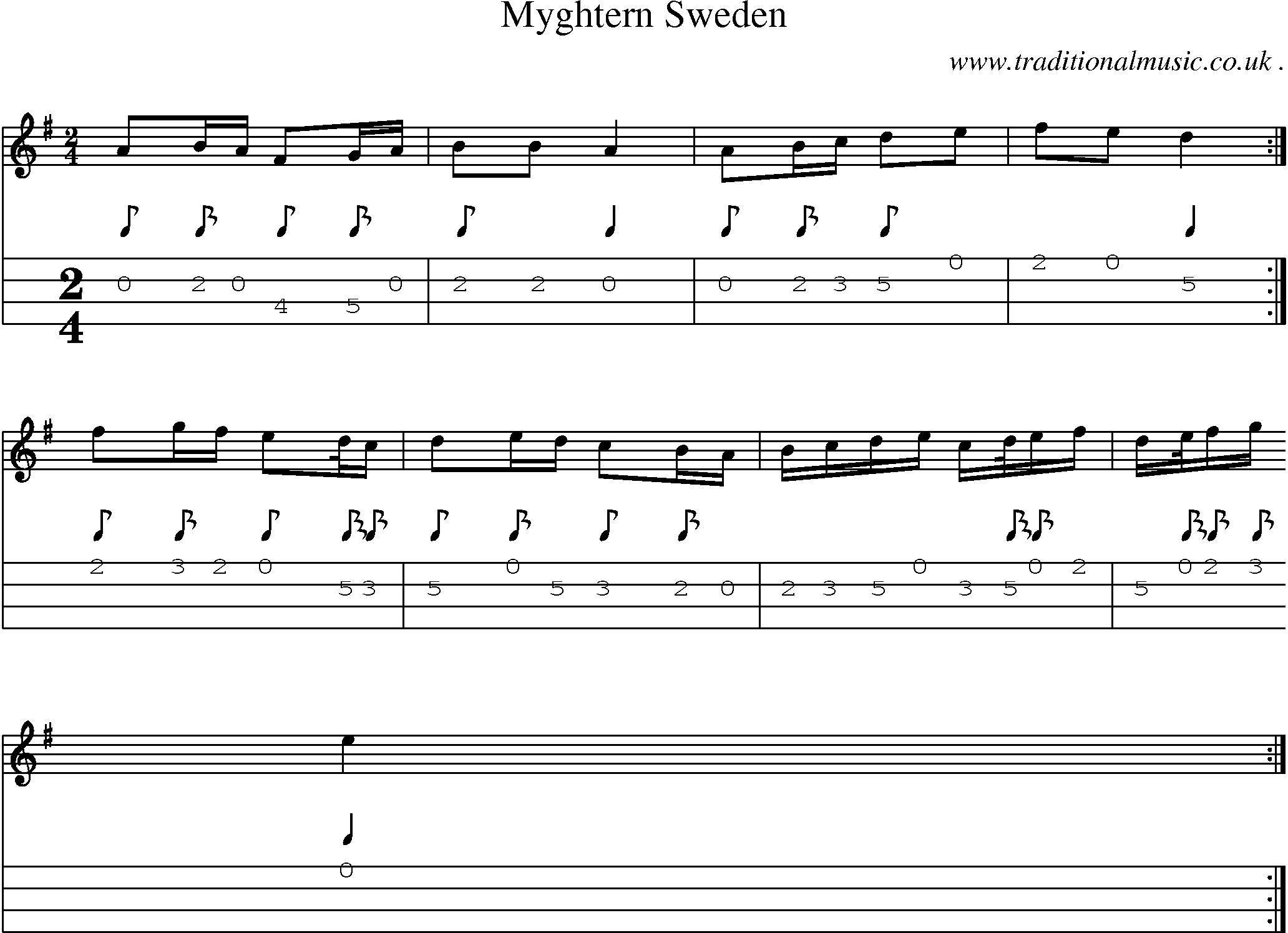 Sheet-Music and Mandolin Tabs for Myghtern Sweden