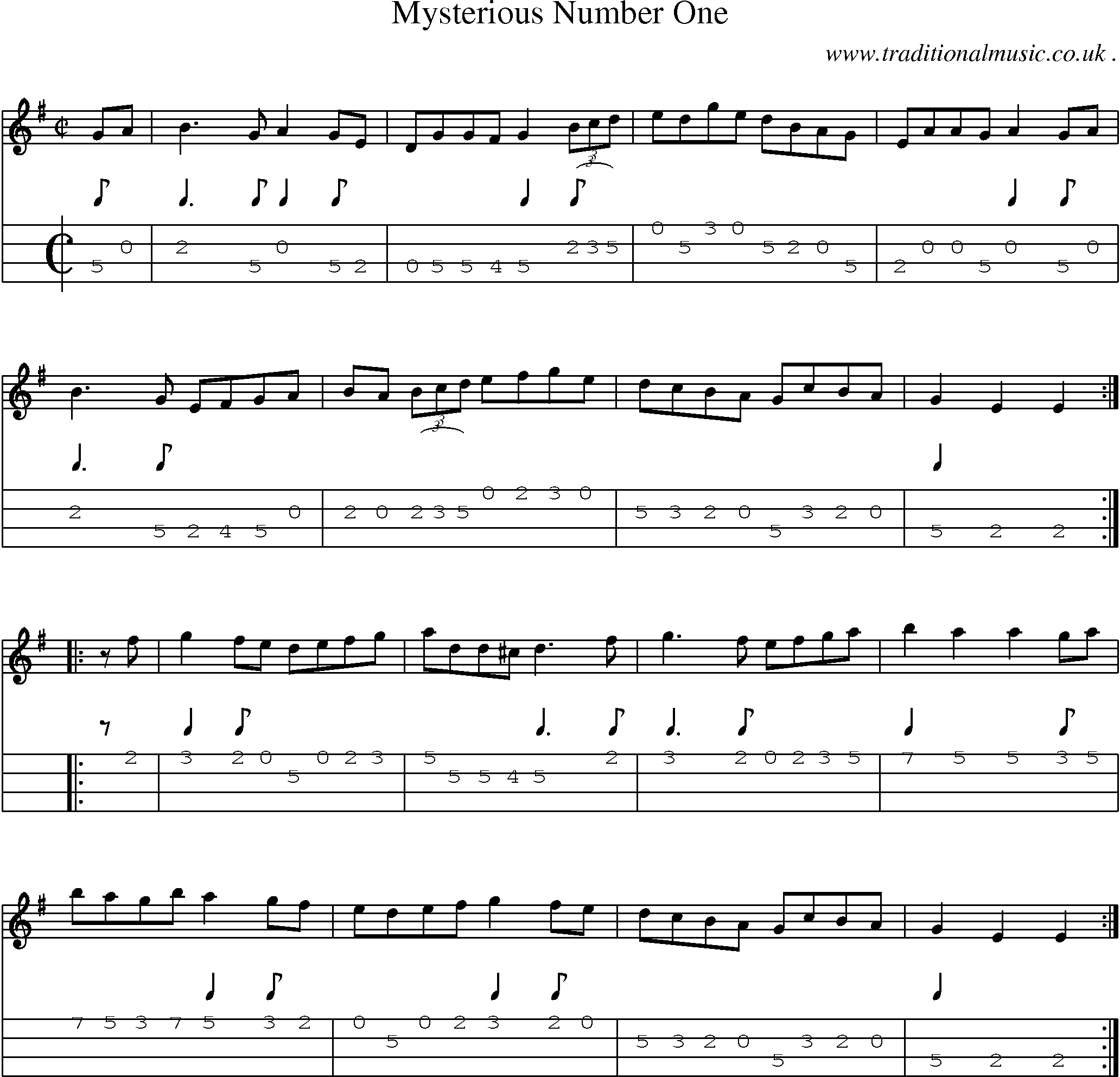 Sheet-Music and Mandolin Tabs for Mysterious Number One