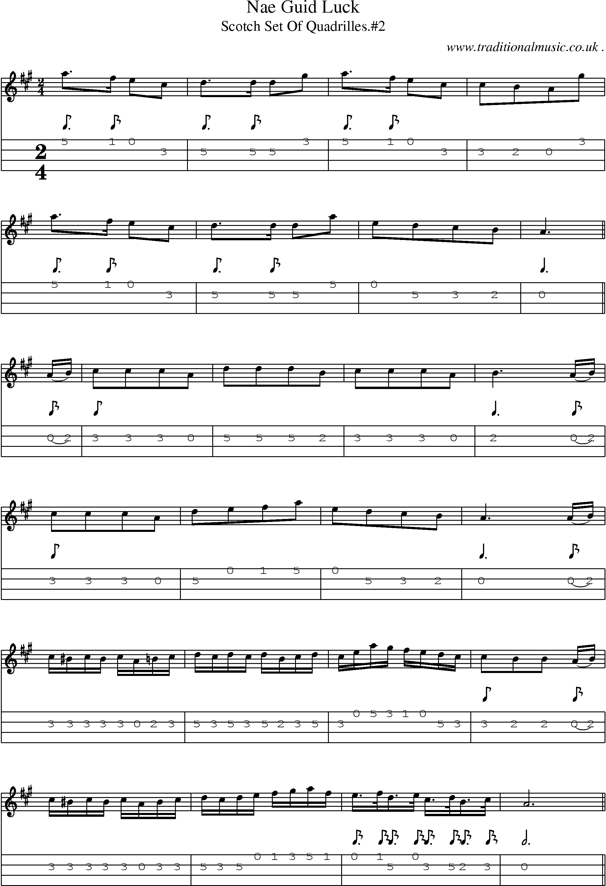 Sheet-Music and Mandolin Tabs for Nae Guid Luck